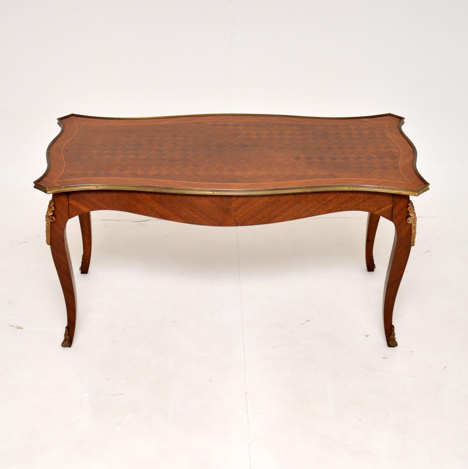 Louis XV Antique French Parquetry Top Coffee Table