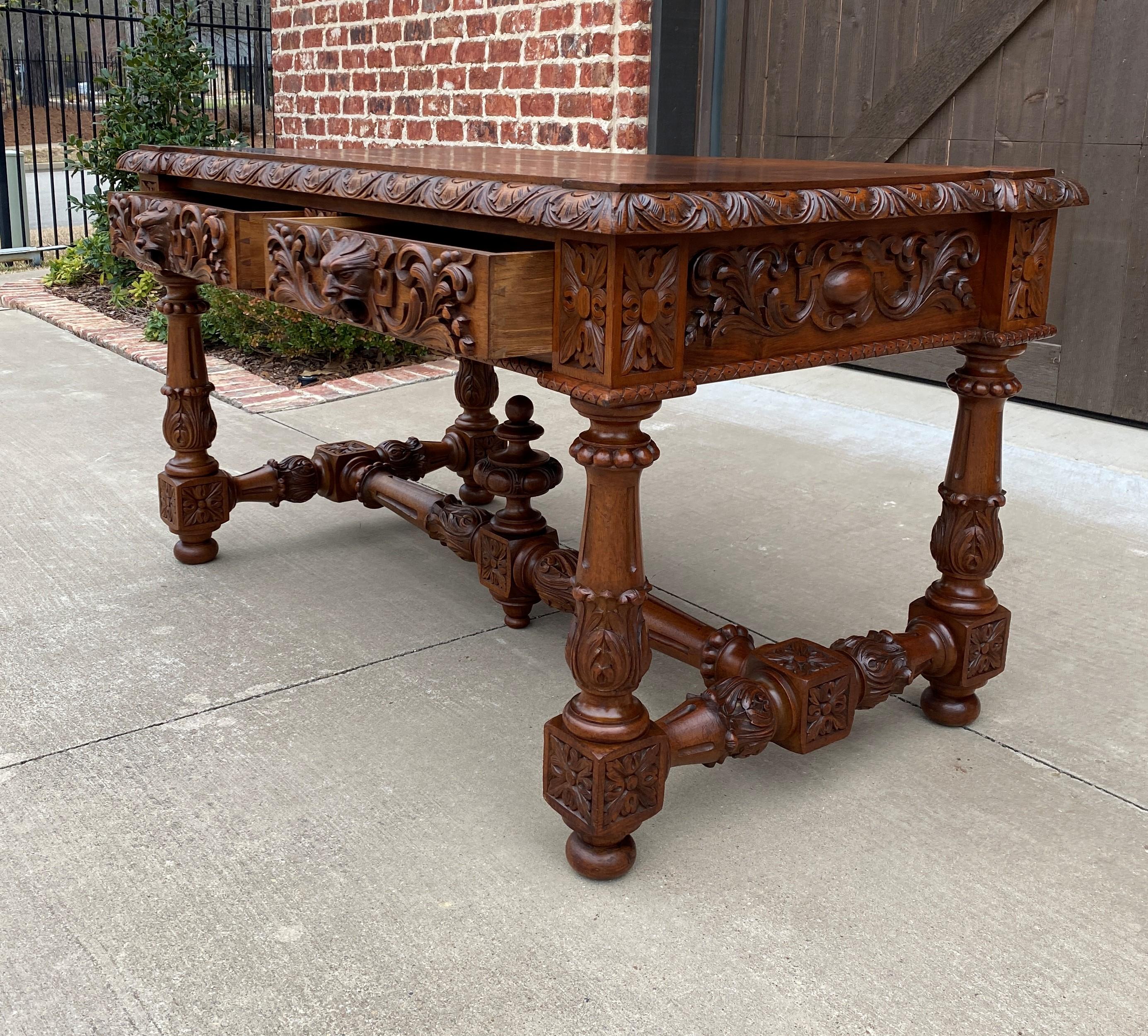 Antique French Partners Desk Writing Table Walnut Renaissance Conference 4