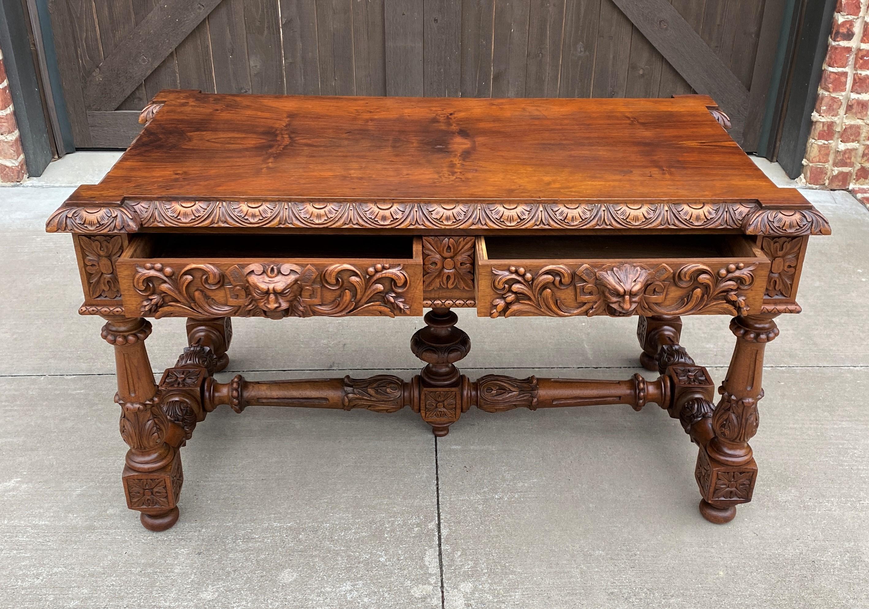 Antique French Partners Desk Writing Table Walnut Renaissance Conference 5
