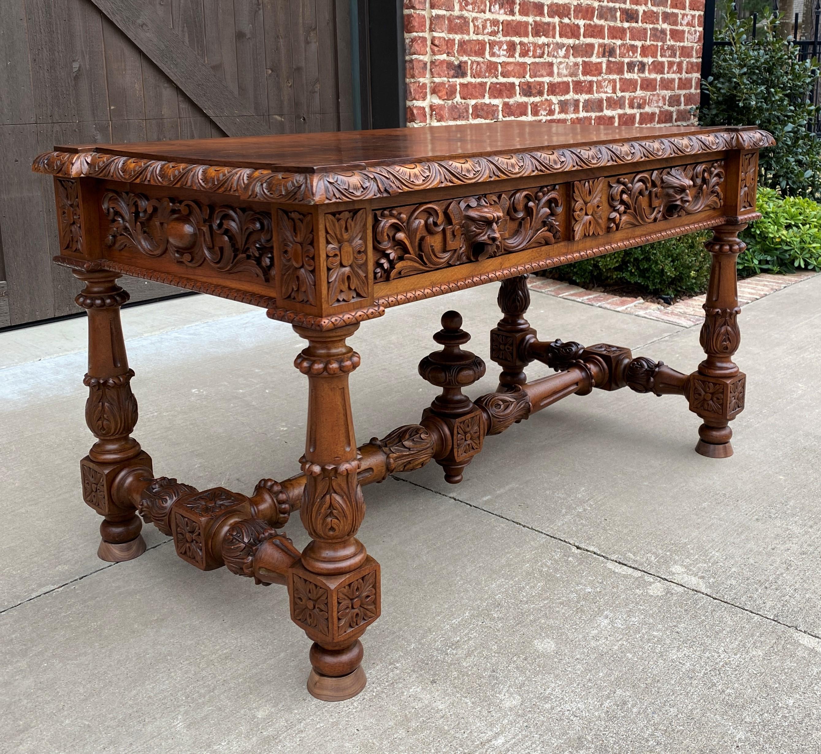 Antique French Partners Desk Writing Table Walnut Renaissance Conference 8