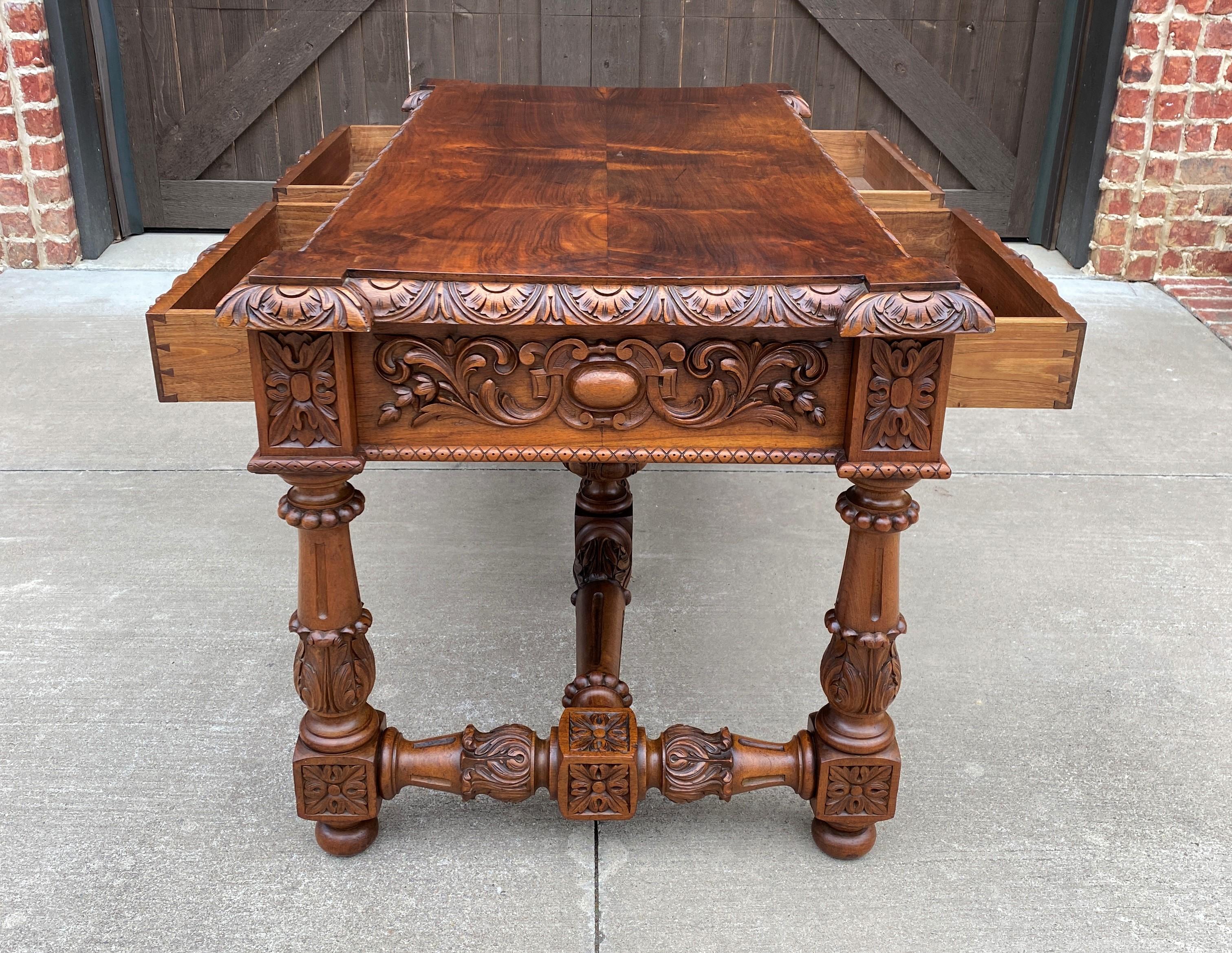 Antique French Partners Desk Writing Table Walnut Renaissance Conference 11