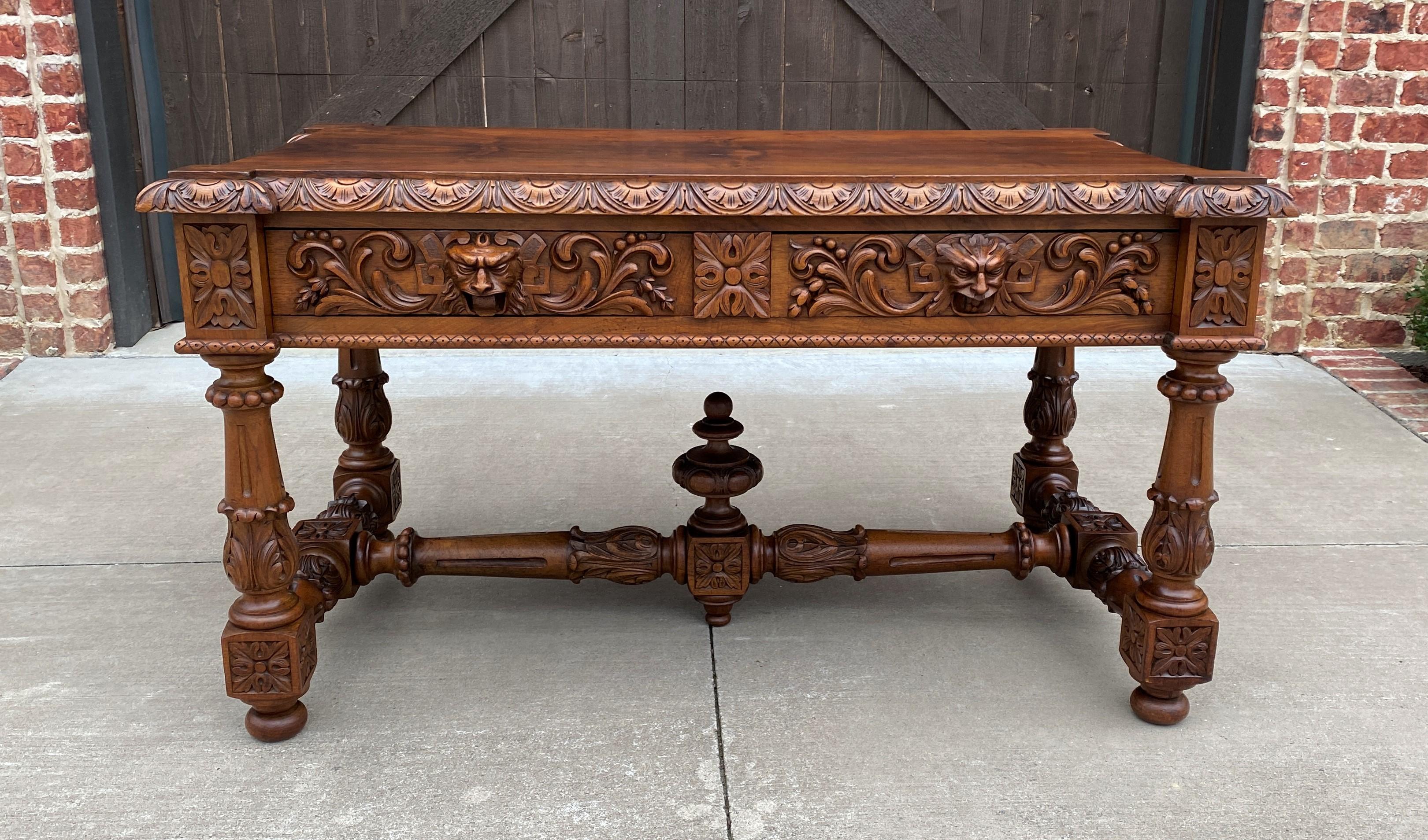 Stunning antique French walnut renaissance revival partners desk, writing table, conference or library table~~highly carved~~c. 1890s

 With so many people working from home , DESKS have become our most often requested items this year~~this is a