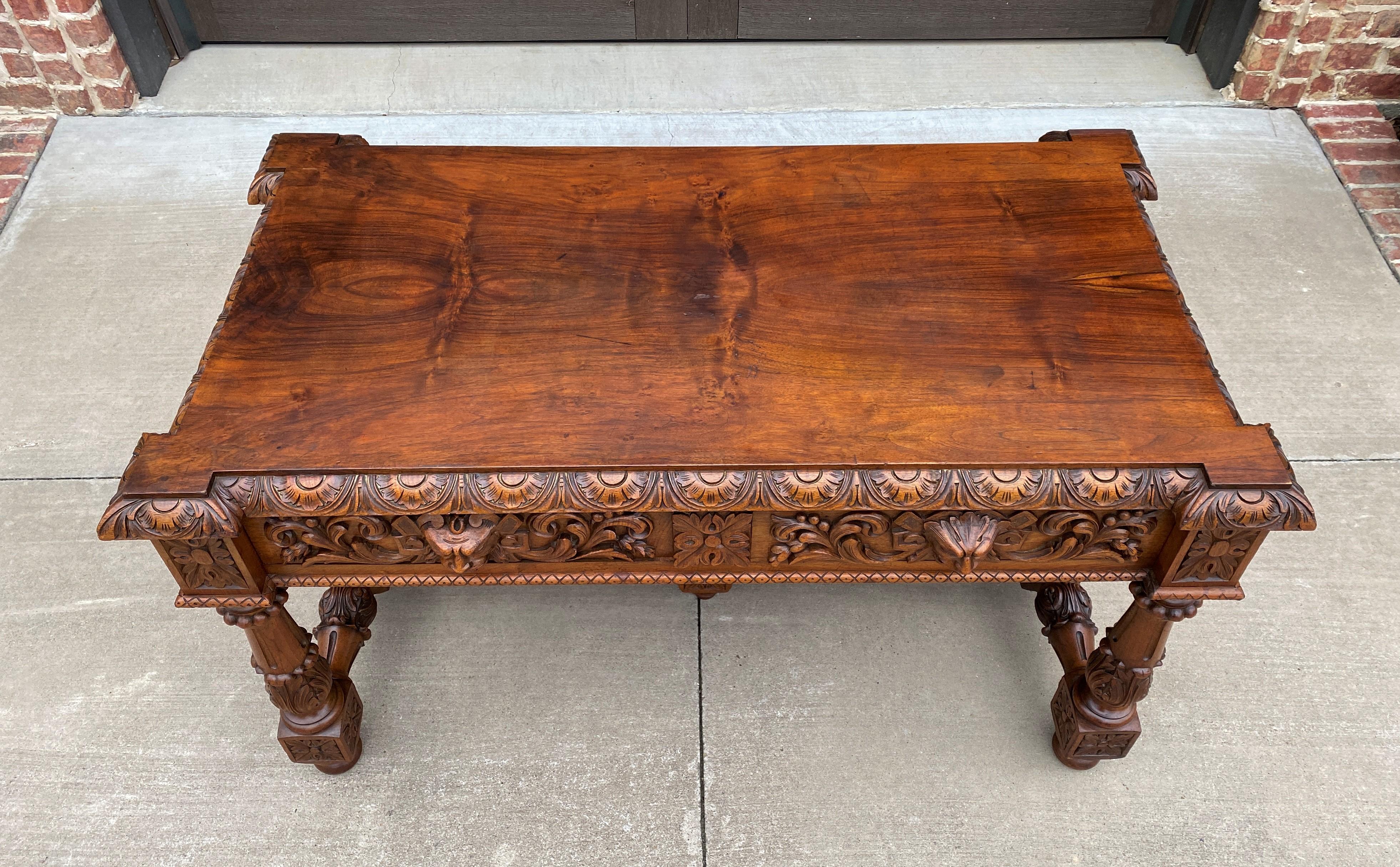 Late 19th Century Antique French Partners Desk Writing Table Walnut Renaissance Conference