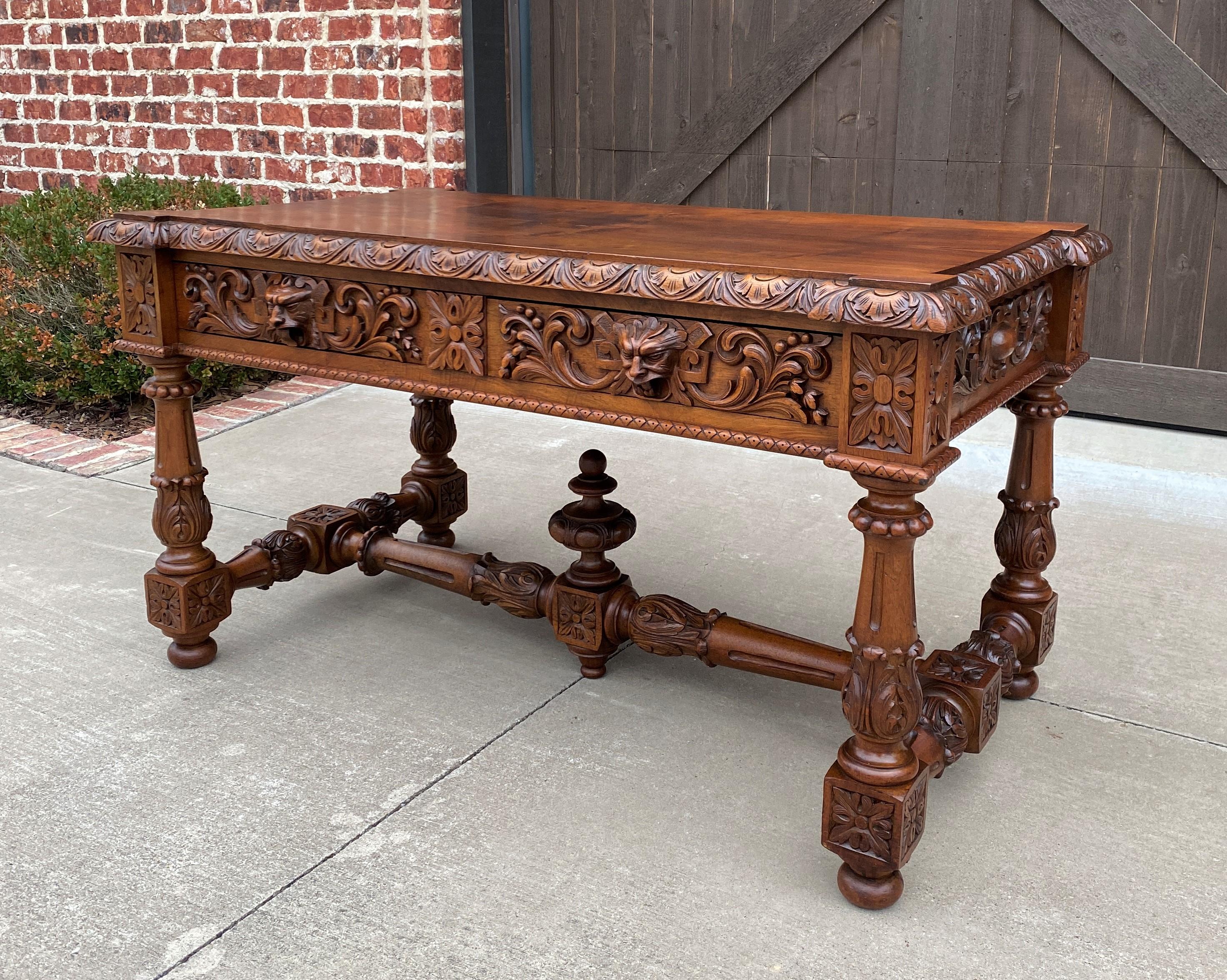 Antique French Partners Desk Writing Table Walnut Renaissance Conference 1