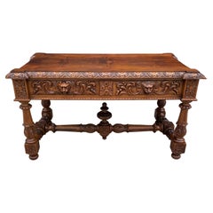 Antique French Partners Desk Writing Table Walnut Renaissance Conference