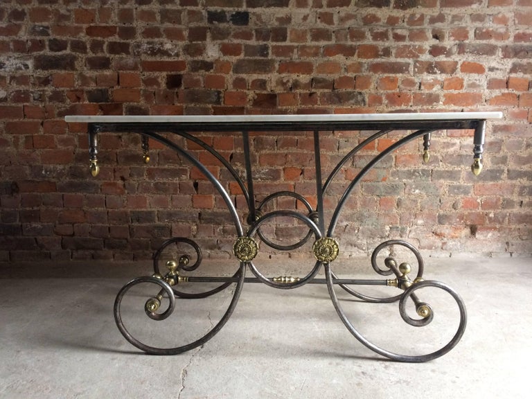Antique French Pastry Table Marble-Top Large Butchers 19th ...