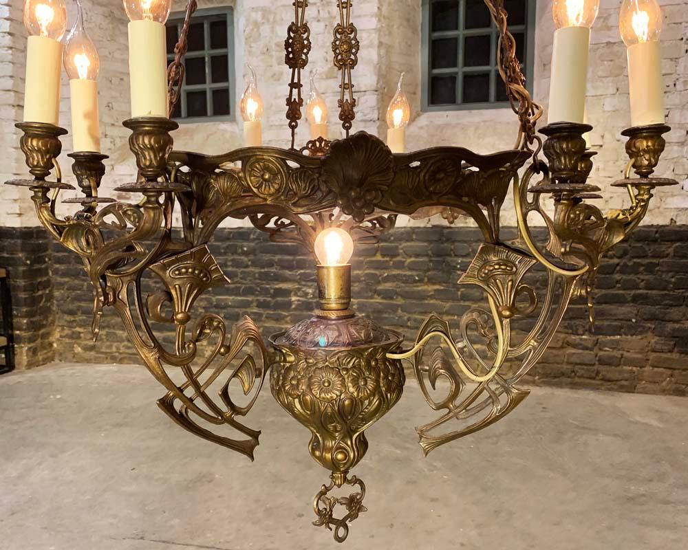 art nouveau chandelier antique