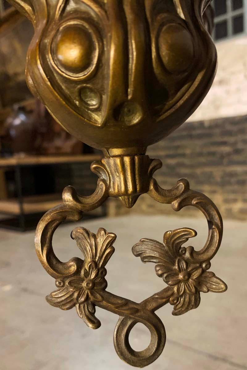 Antique French Patinated Brass Art Nouveau or Jugendstil Chandelier 1