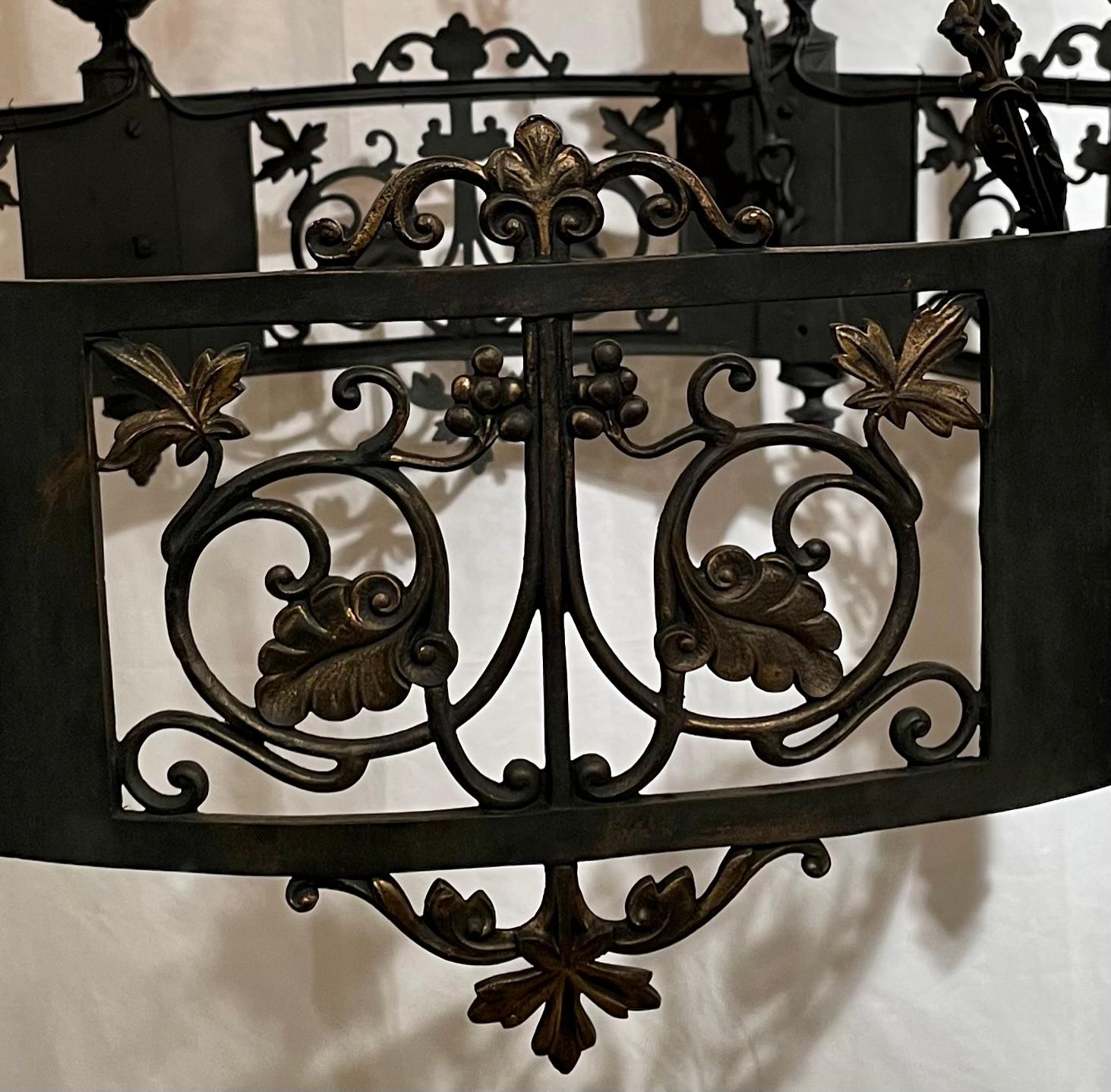 19th Century Antique French Patinated Bronze 6 Light Chandelier, Circa 1885. For Sale