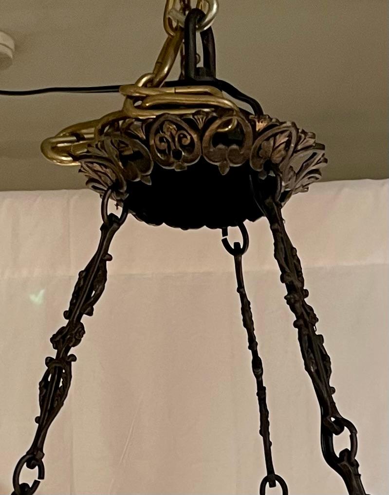 Antique French Patinated Bronze 6 Light Chandelier, Circa 1885. For Sale 2
