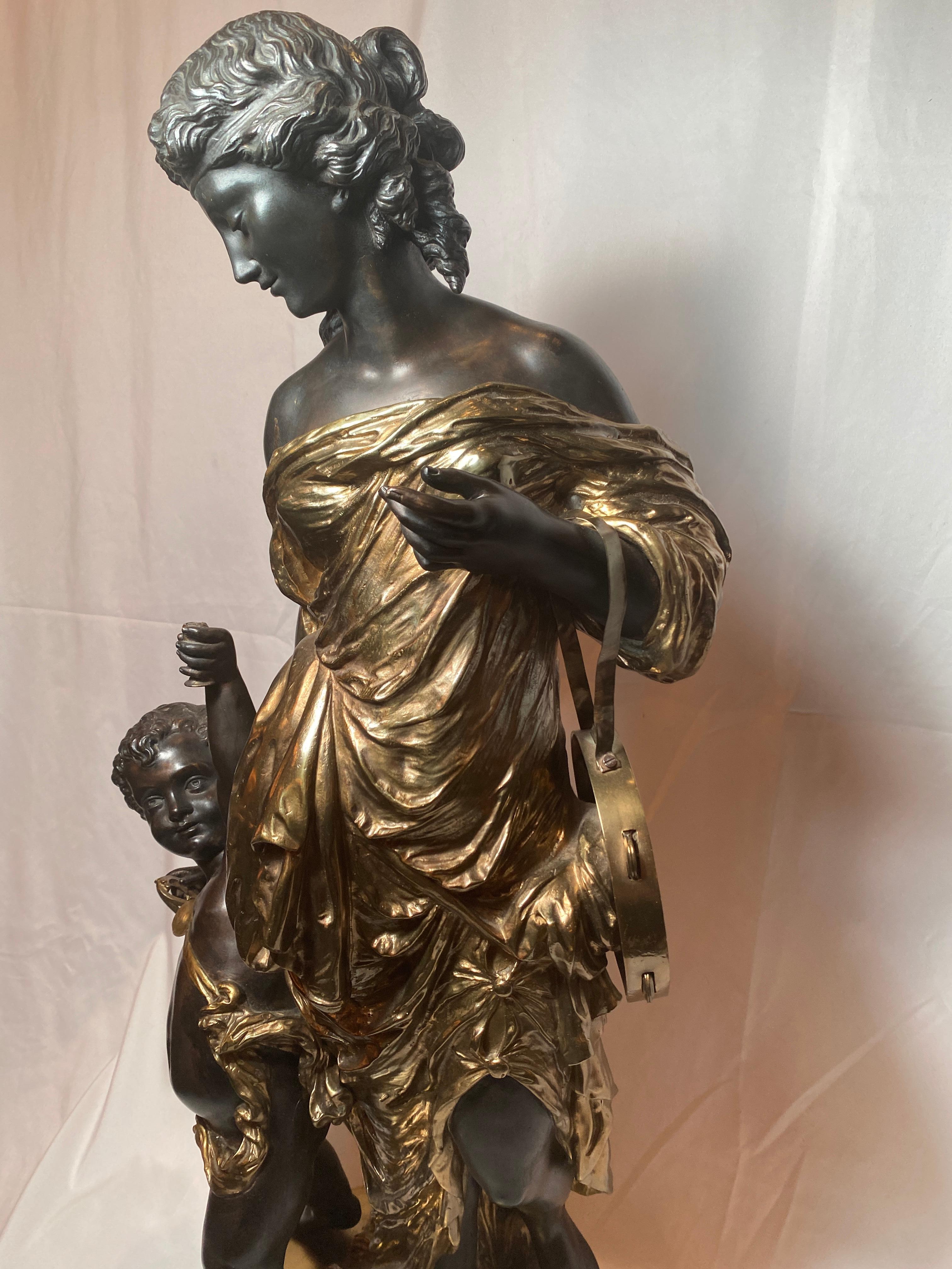 Antique French patinated bronze and bronze D'ore neoclassical figures, Circa 1900.