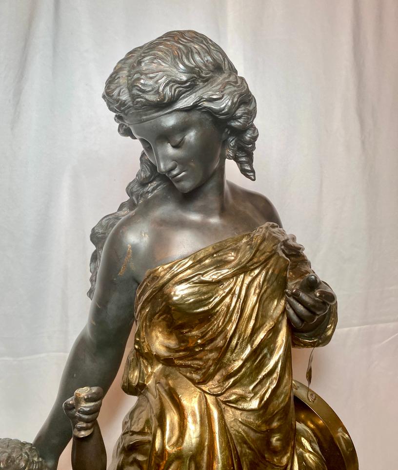 Gilt Antique French Patinated Bronze and Bronze D'ore Neoclassical Figures Circa 1900