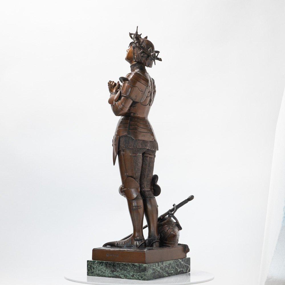 Antique French Patinated Spelter Sculpture. Jehanne D’arc For Sale 9
