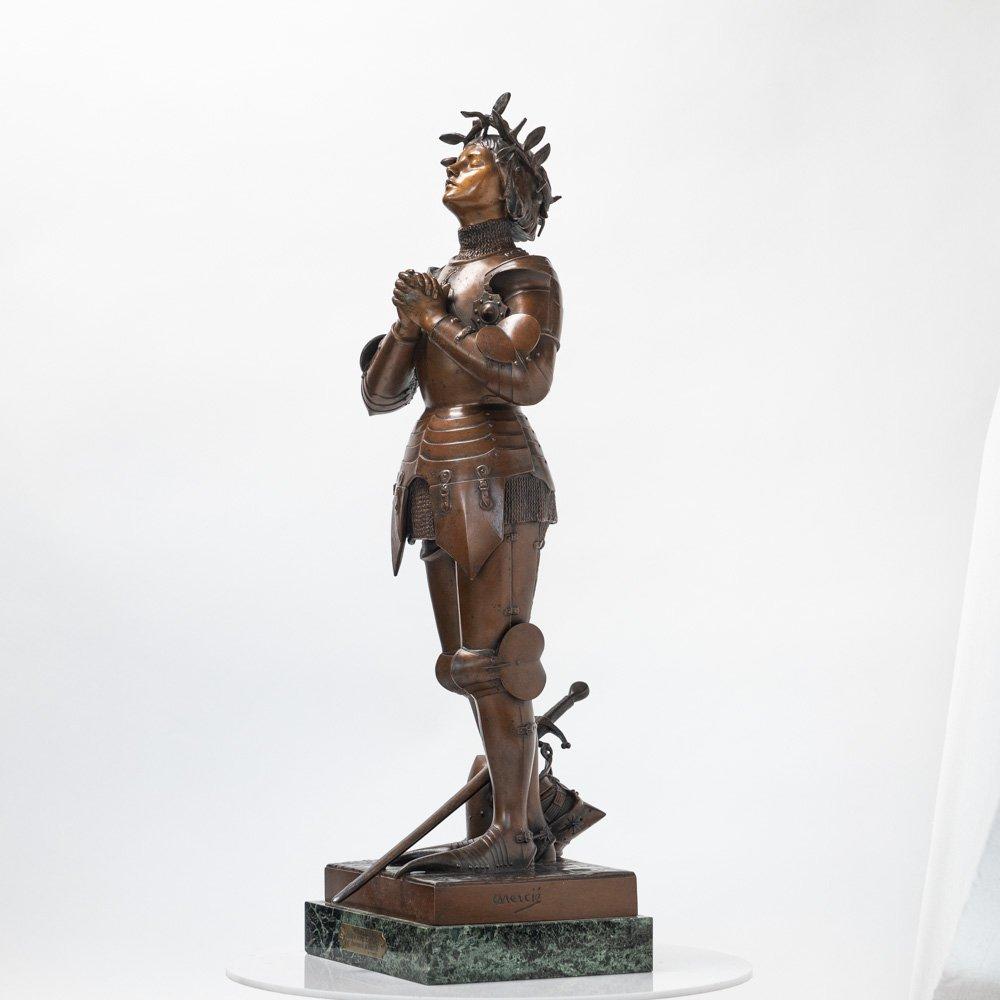 Antique French Patinated Spelter Sculpture. Jehanne D’arc For Sale 10
