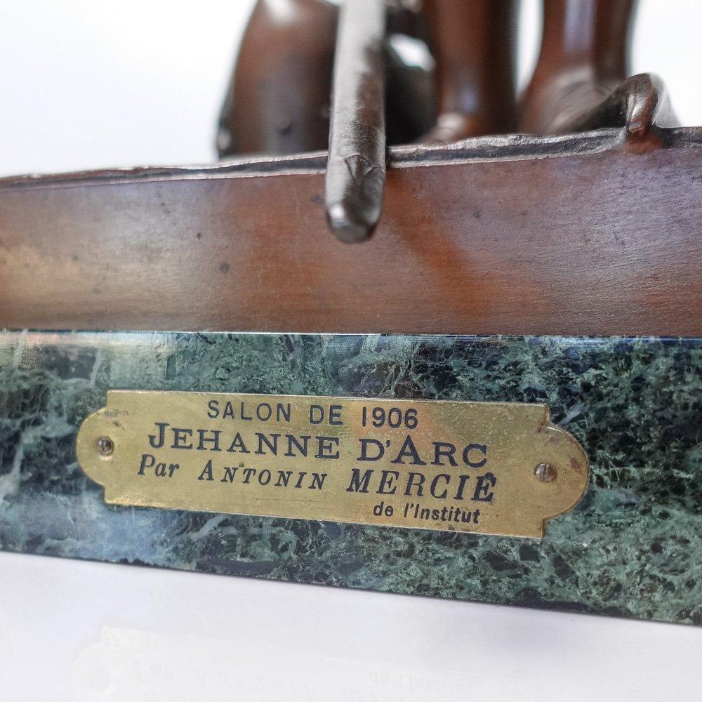 Antique French Patinated Spelter Sculpture. Jehanne D’arc For Sale 1