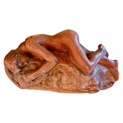 Antique French Patinated Terracotta Nude Sculpture