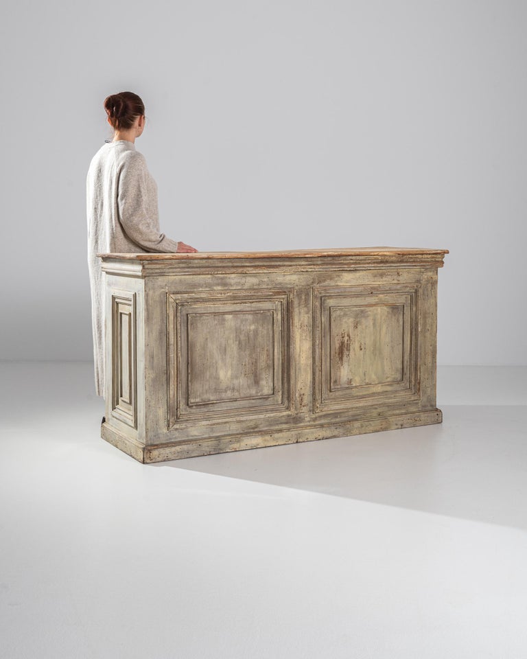 Antique French Patinated Wooden Bar For Sale at 1stDibs