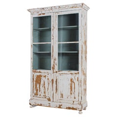 Antique French Patinated Wooden Vitrine