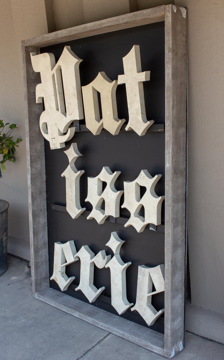 Truly a beautiful discovery during our recent travels, this is an antique set of Patisserie large scale shop letters that once hung in a Parisian Patisserie (where the sweet confections are made!).  Mounted and hung as art in a contrasting, matte