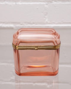 Antique French Peach Crystal Bonze with Bronze Mount