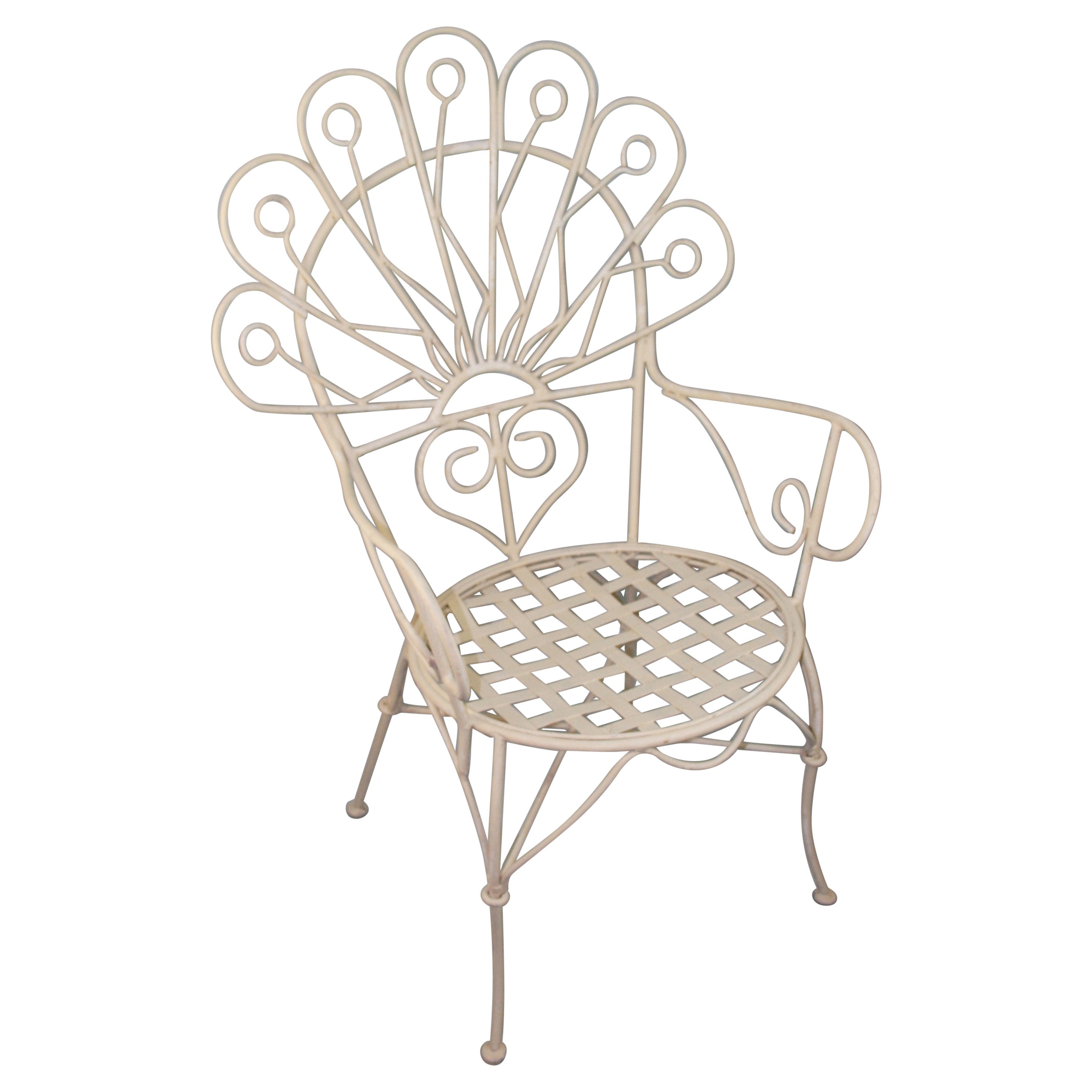 Antique French  Coppia di sedie da giardino in metallo Peacock