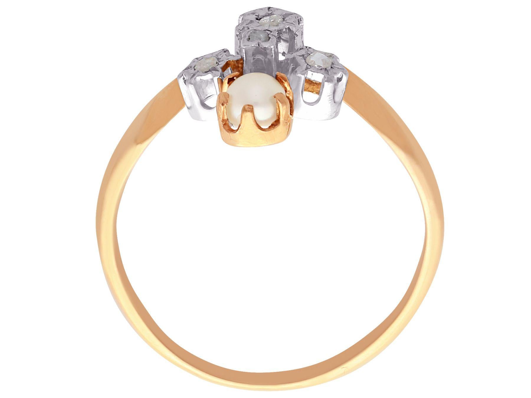 French Pearl and Diamond and Rose Gold Cocktail Ring In Excellent Condition For Sale In Jesmond, Newcastle Upon Tyne