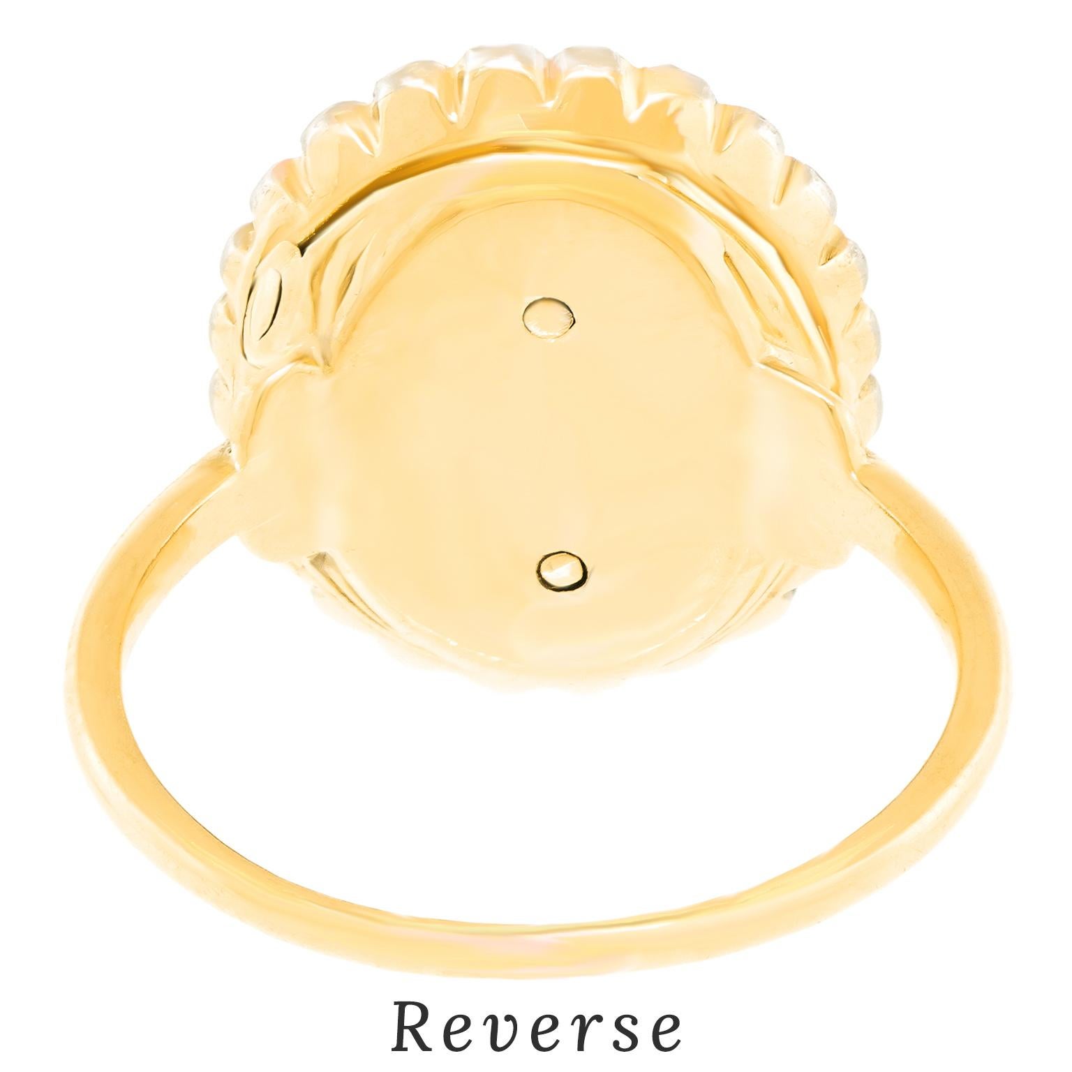 Antique French Pearl Diamond and Enamel Adoration Ring For Sale 4