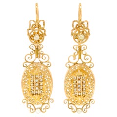 Antique French Pearl-set Earrings