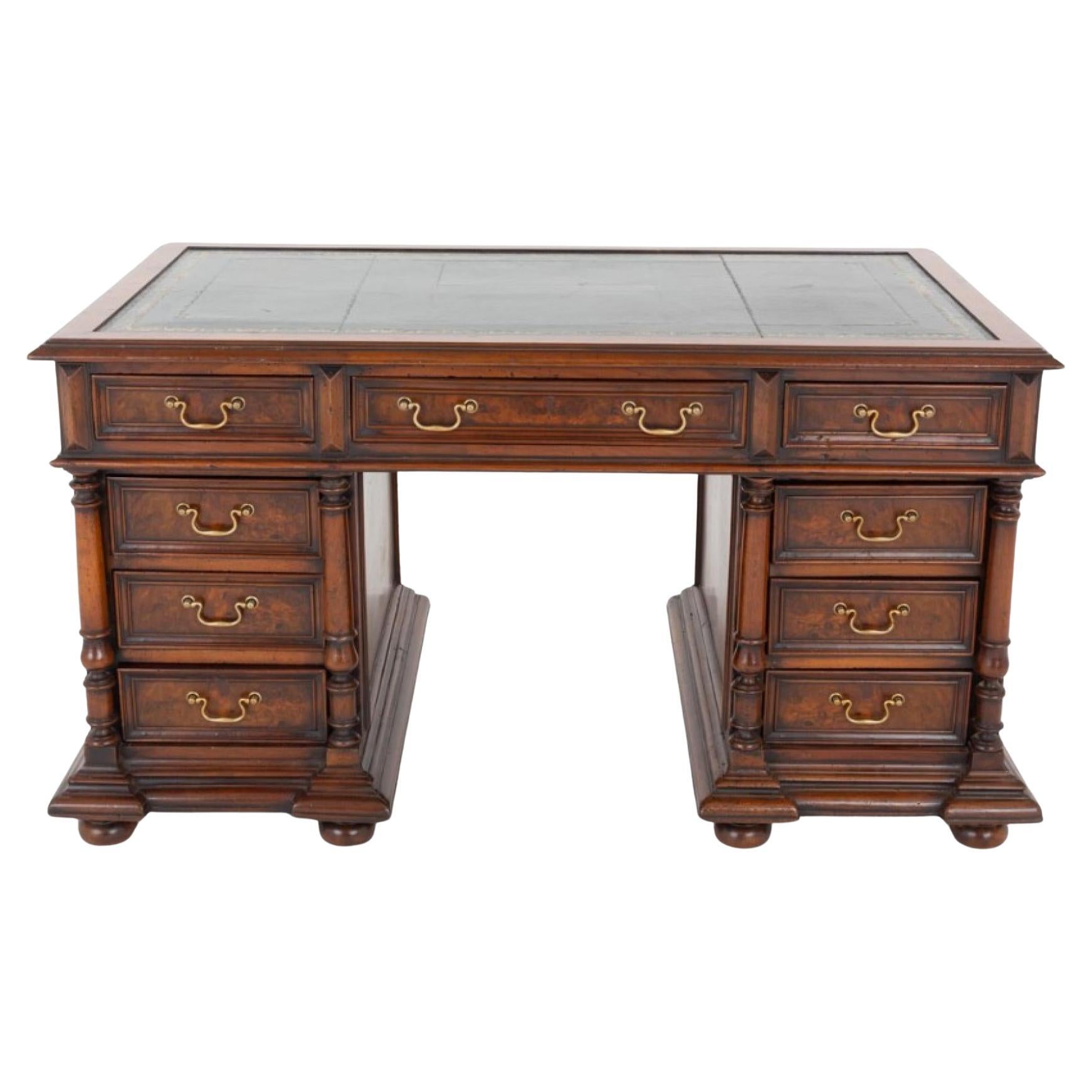 Antique French Pedestal Desk Walnut 1880