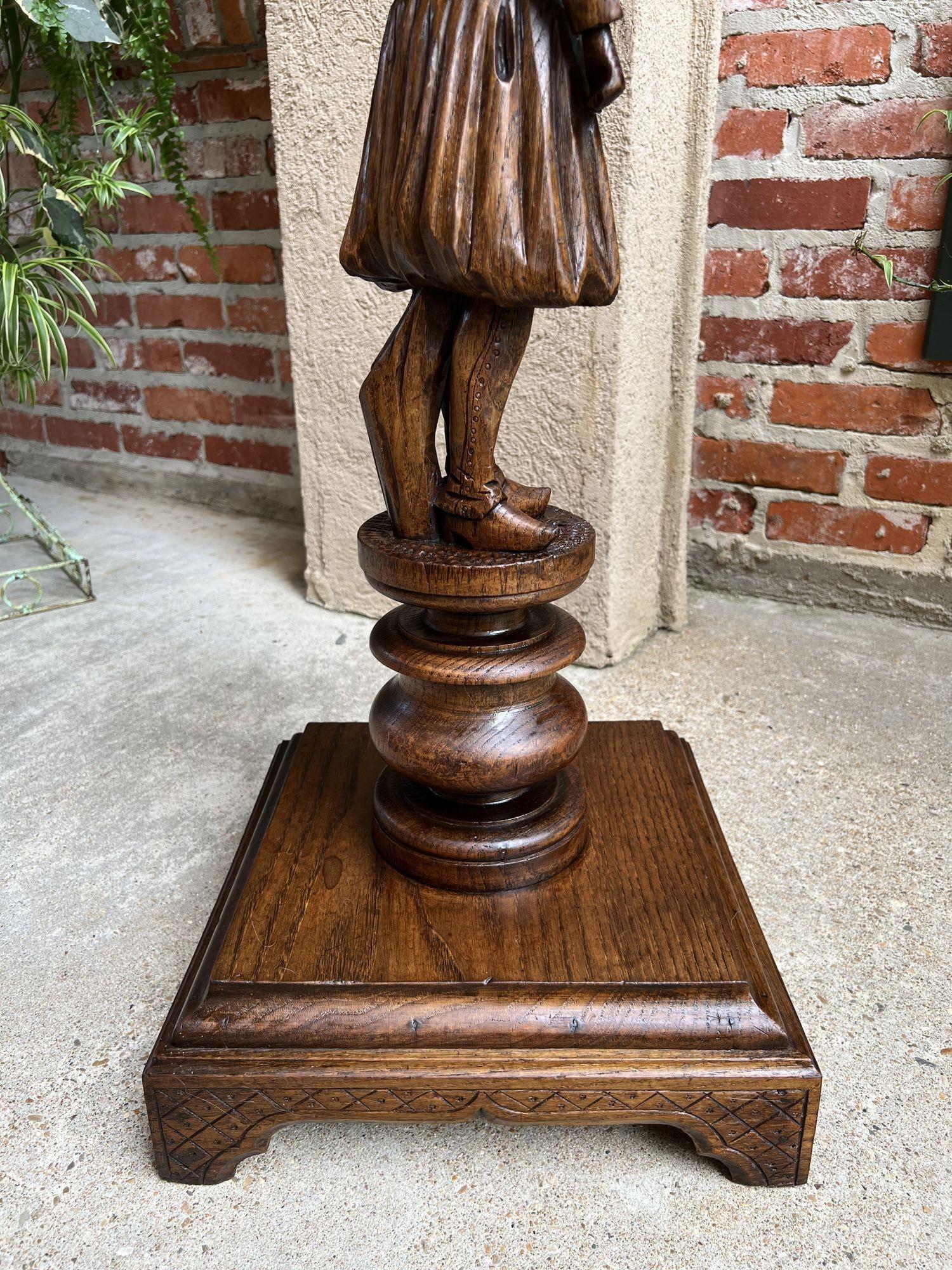 Antique French Pedestal Plant Stand Display Breton Brittany Carved Oak Baluster For Sale 1
