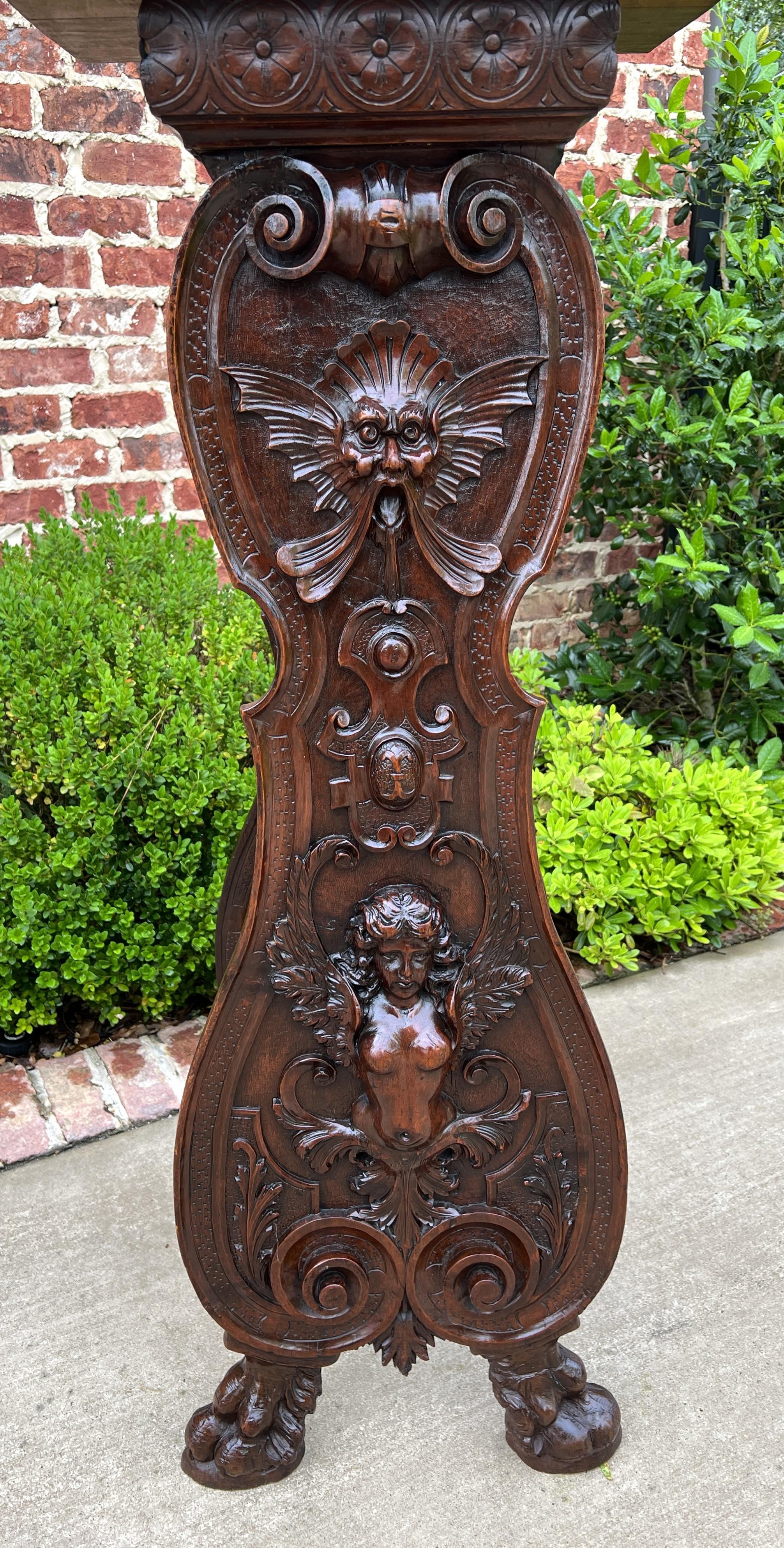 Antique Français Pedestal Plant Stand Display Table Carved Oak Tall 19th C. en vente 3