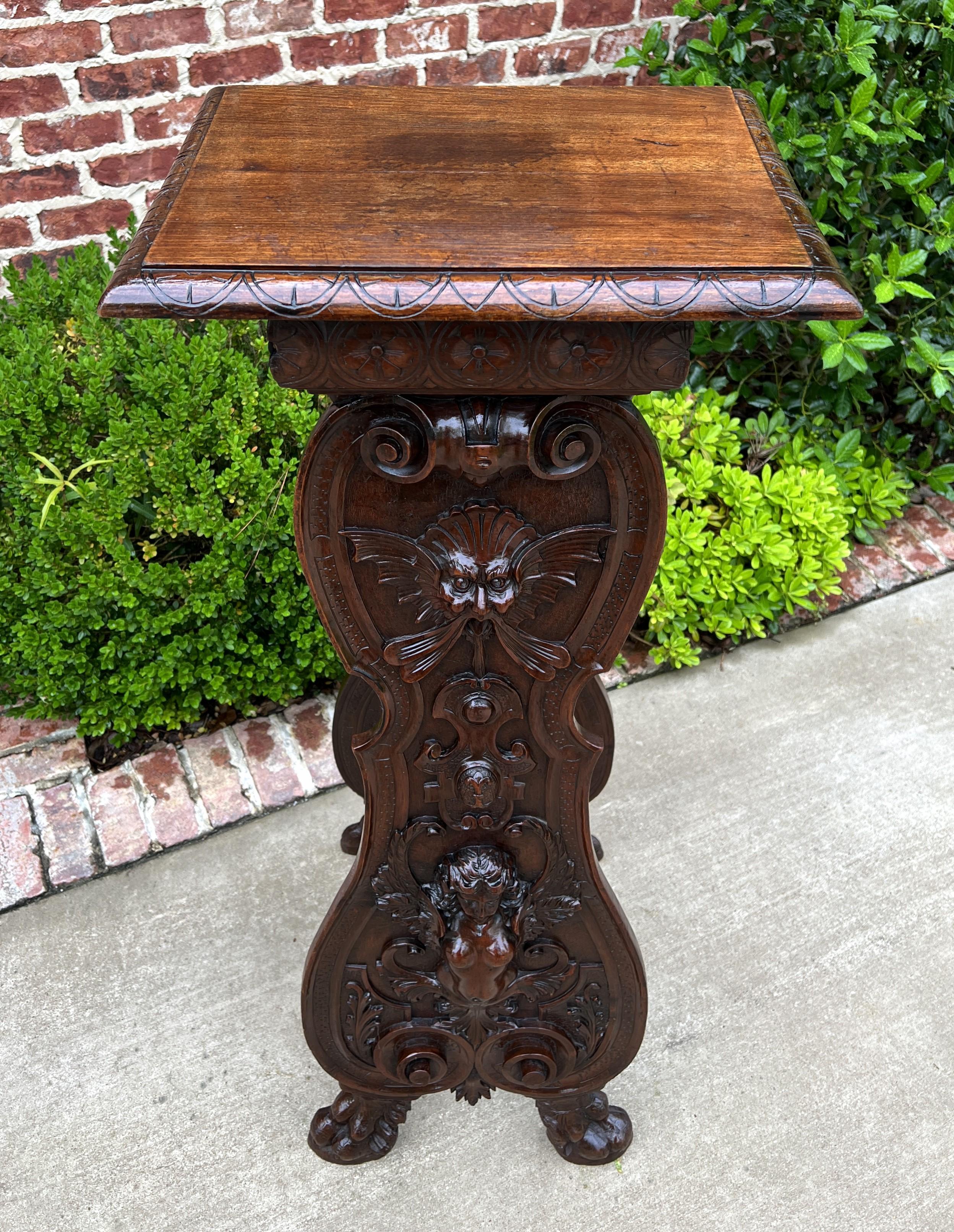 Antique French Pedestal Plant Stand Display Table Carved Oak Tall 19th C For Sale 6