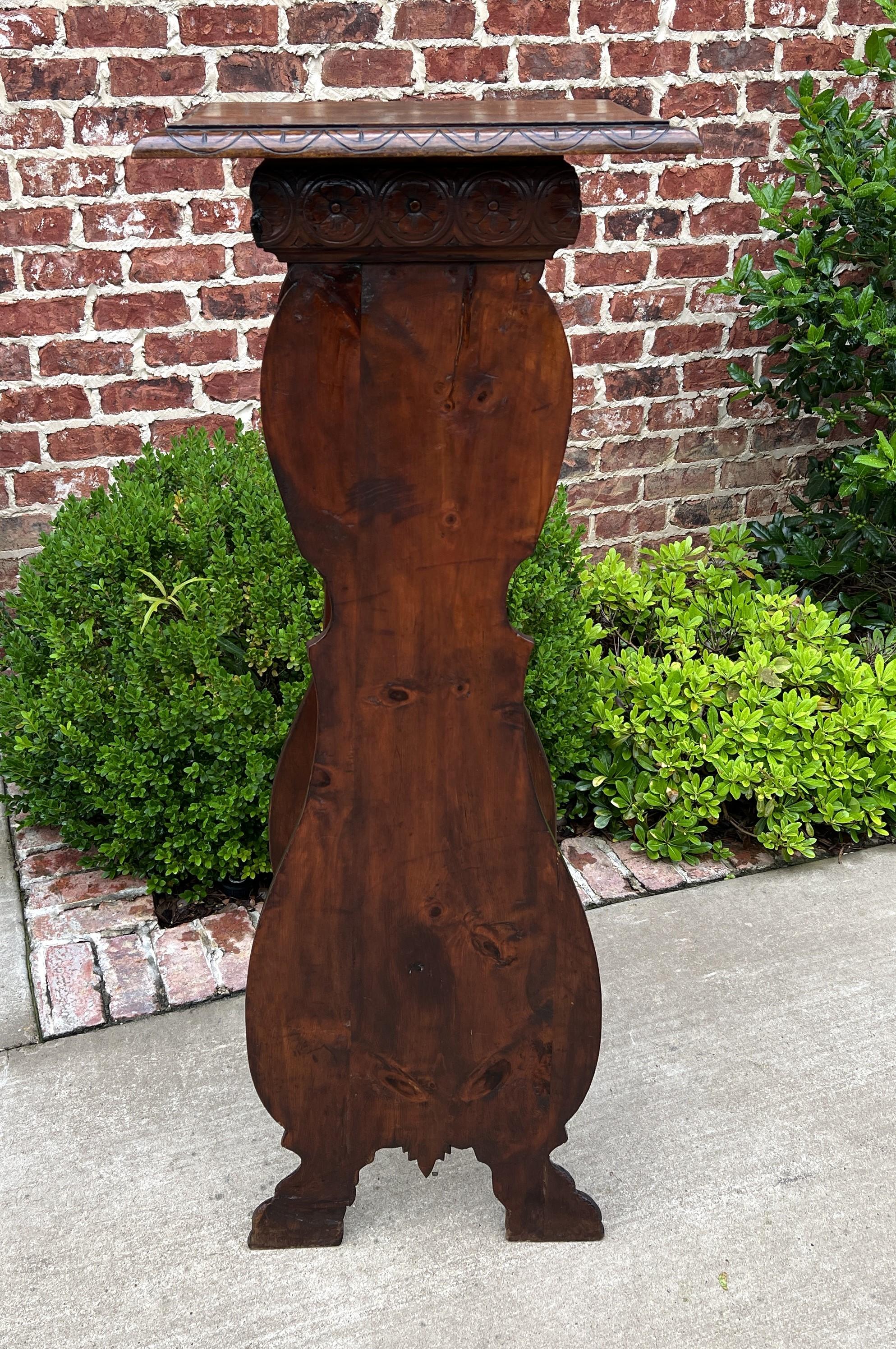 Antique French Pedestal Plant Stand Display Table Carved Oak Tall 19th C For Sale 8
