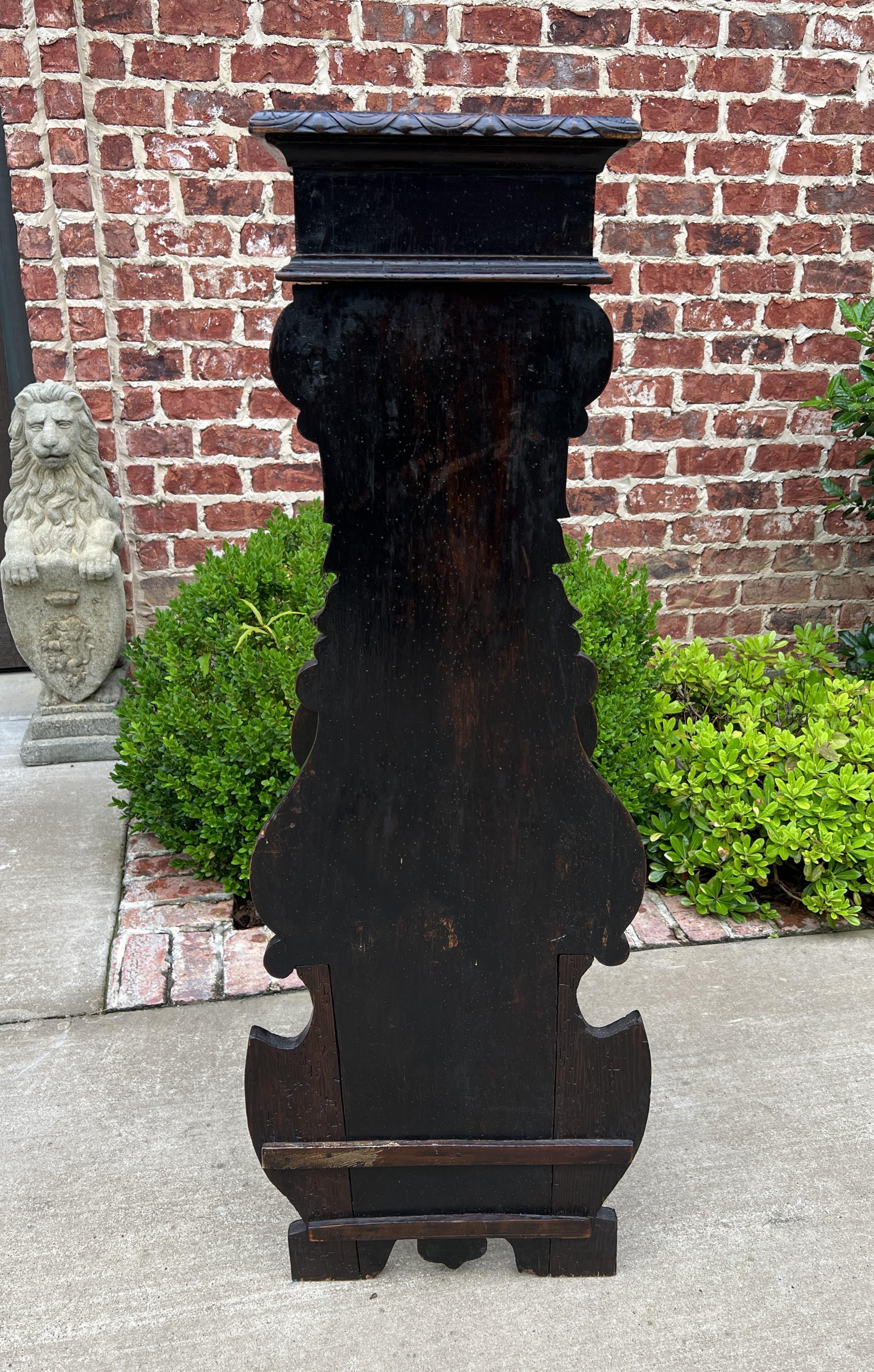 Antique French Pedestal Plant Stand Marble Top Carved Oak T Display Table For Sale 12