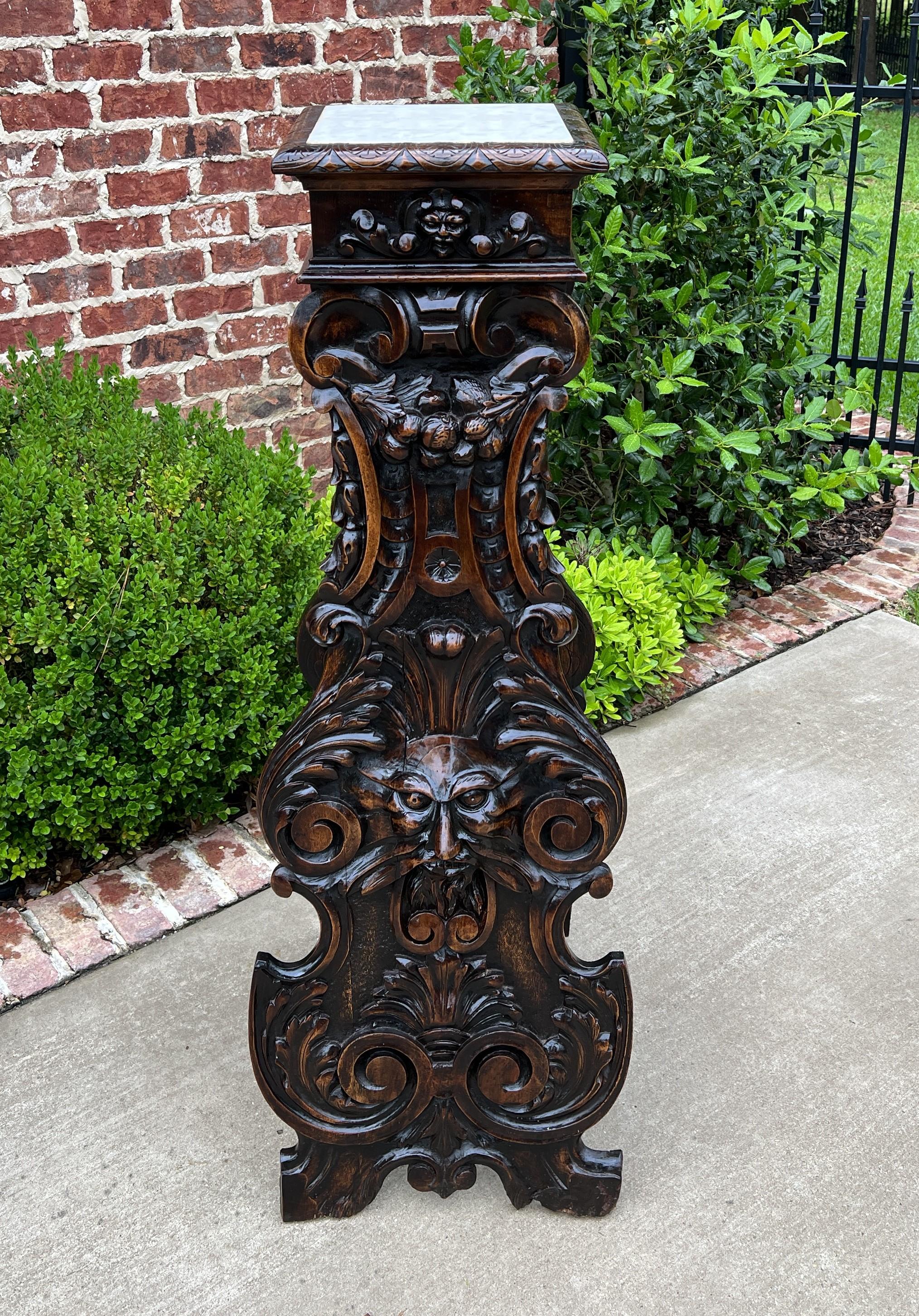 
OUTSTANDING Antique French Pedestal, Plant Stand, or Display Table with Marble Top~~48