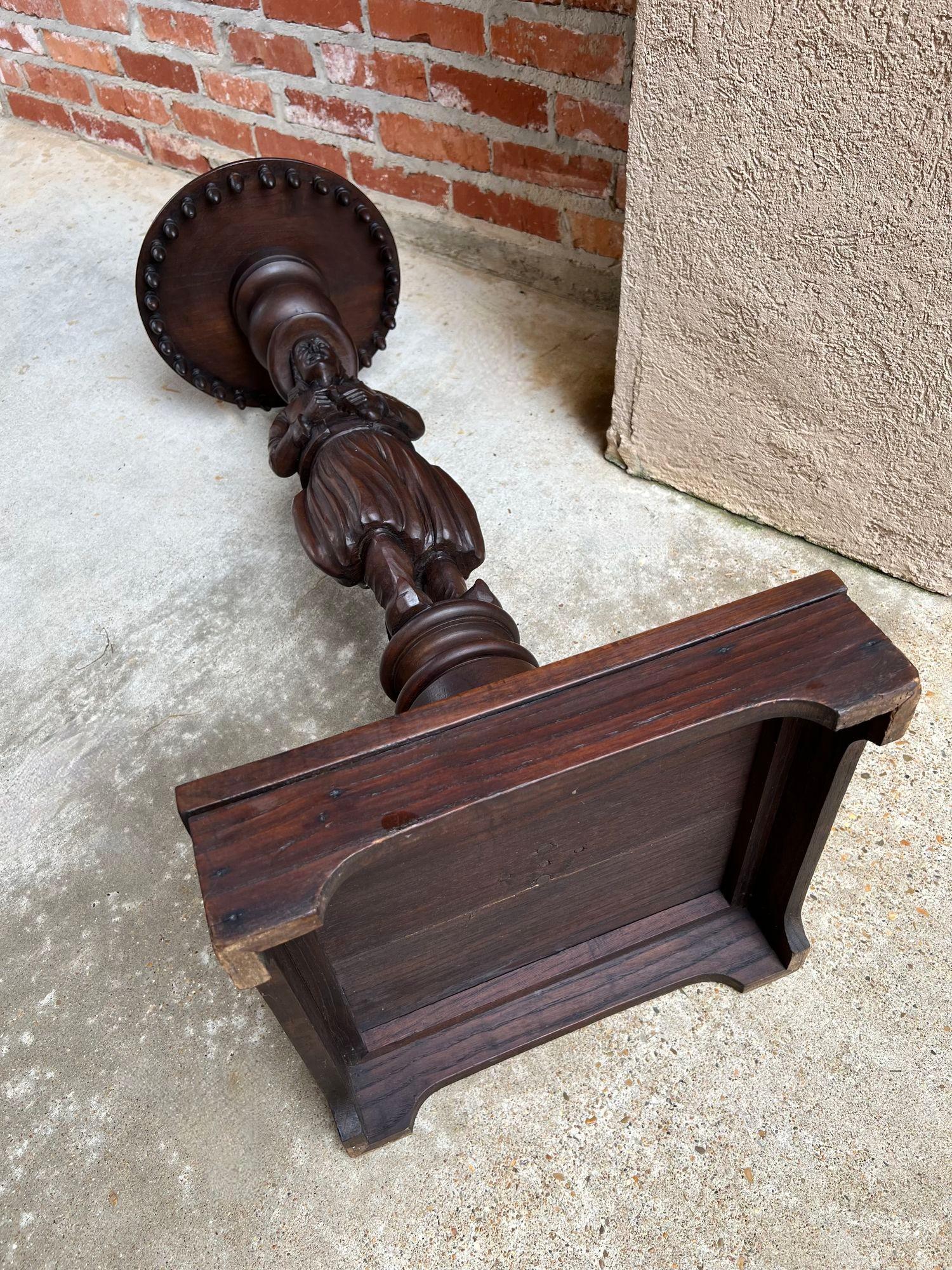 Antique French Pedestal Plant Stand Round Display Carved Brittany Baluster For Sale 5