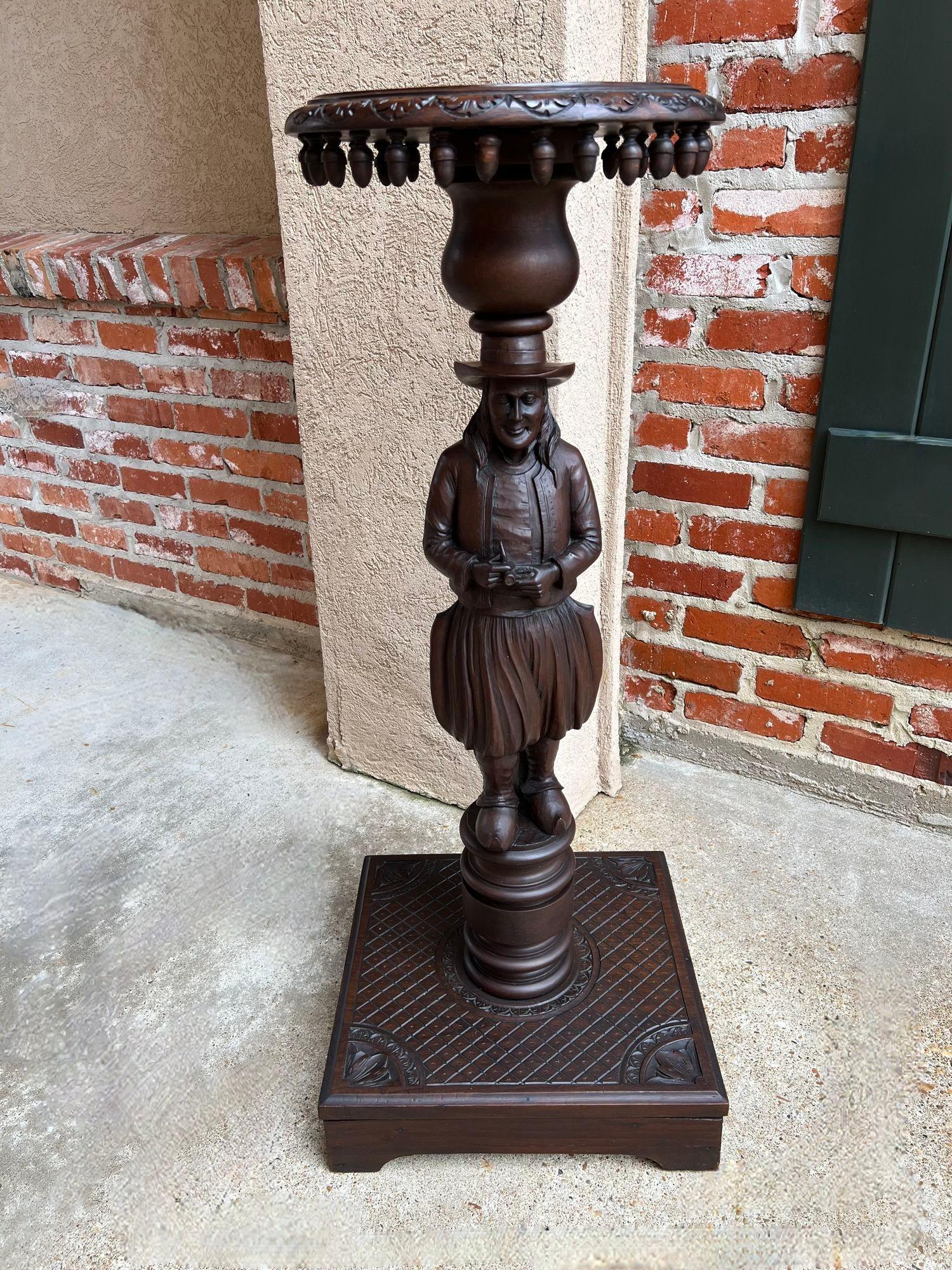 Antique French Pedestal Plant Stand Round Display Carved Brittany Baluster For Sale 6