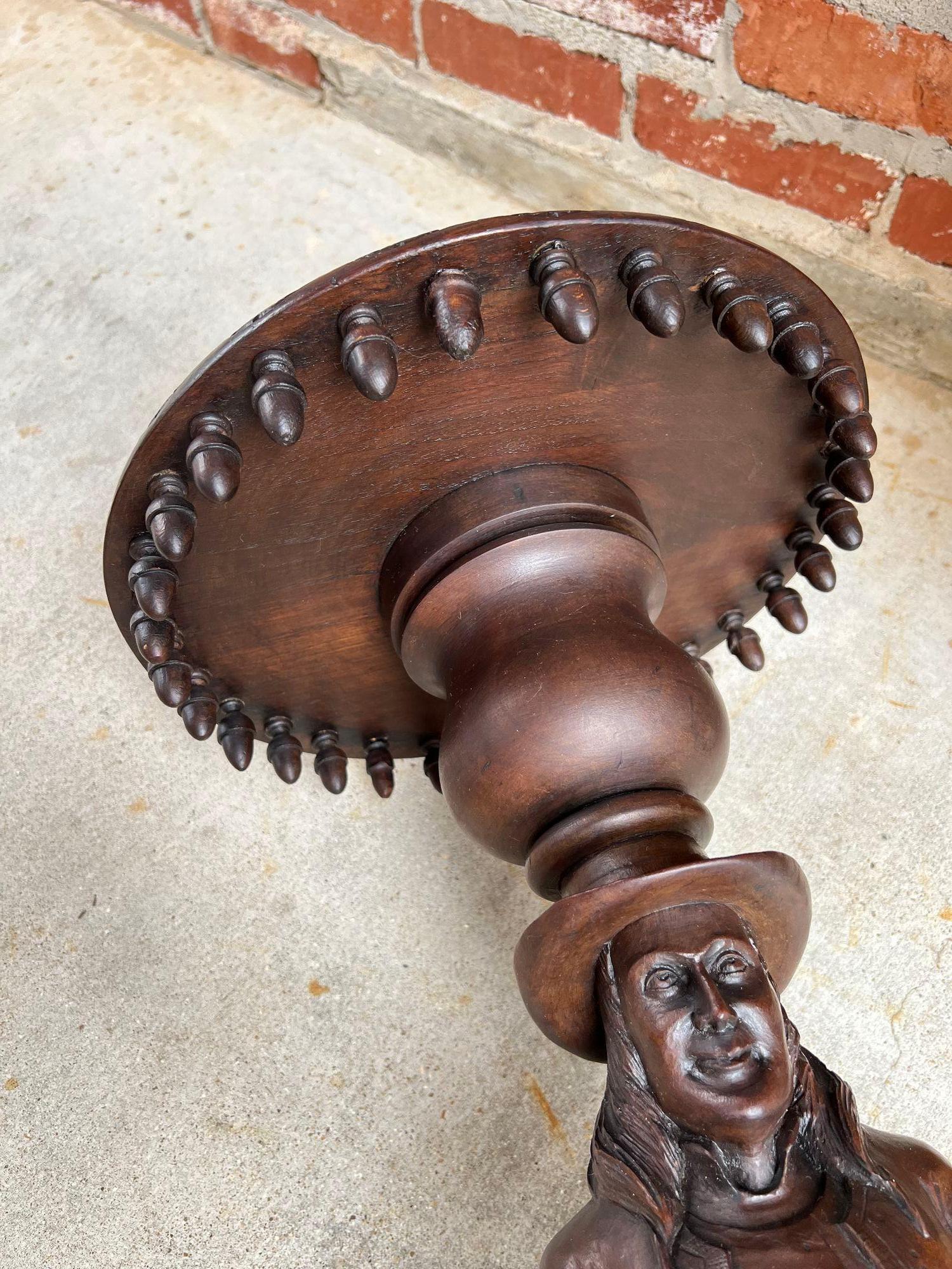 Antique French Pedestal Plant Stand Round Display Carved Brittany Baluster For Sale 13