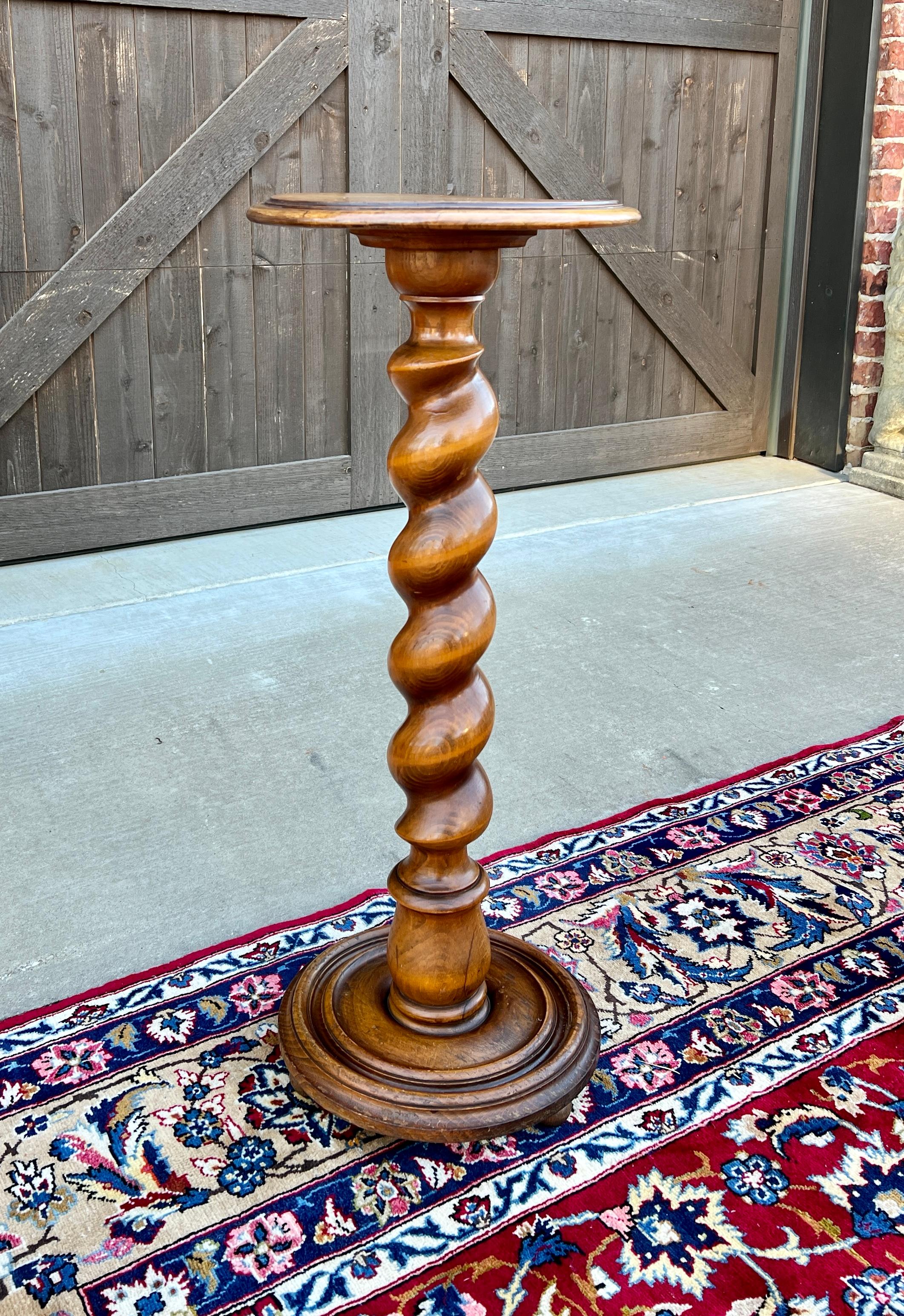 Antique French Pedestal Plant Stand Table Barley Twist Honey Oak 35