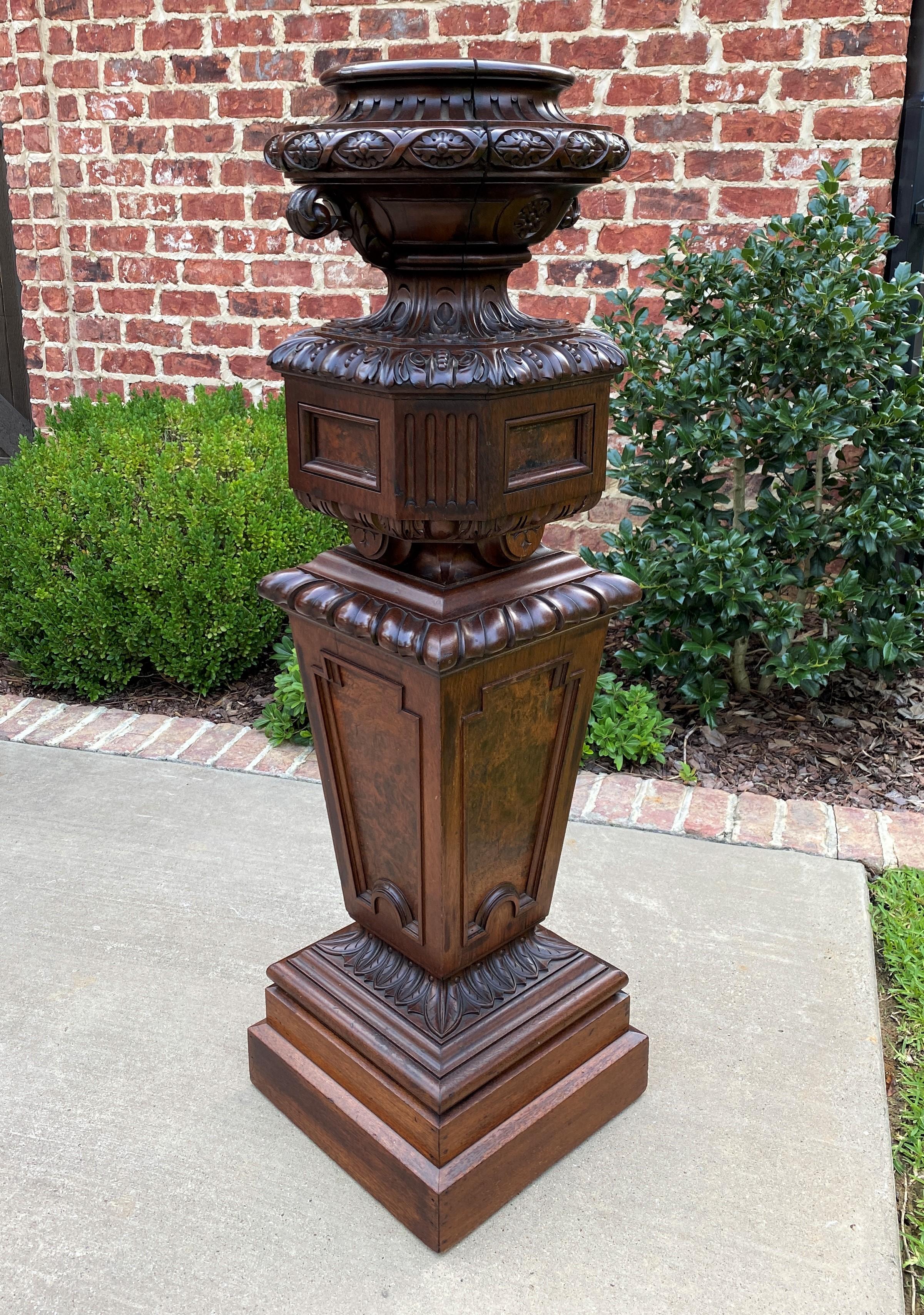 Antique French Pedestal Plant Stand Urn Planter Display Table Mahogany 19C 4