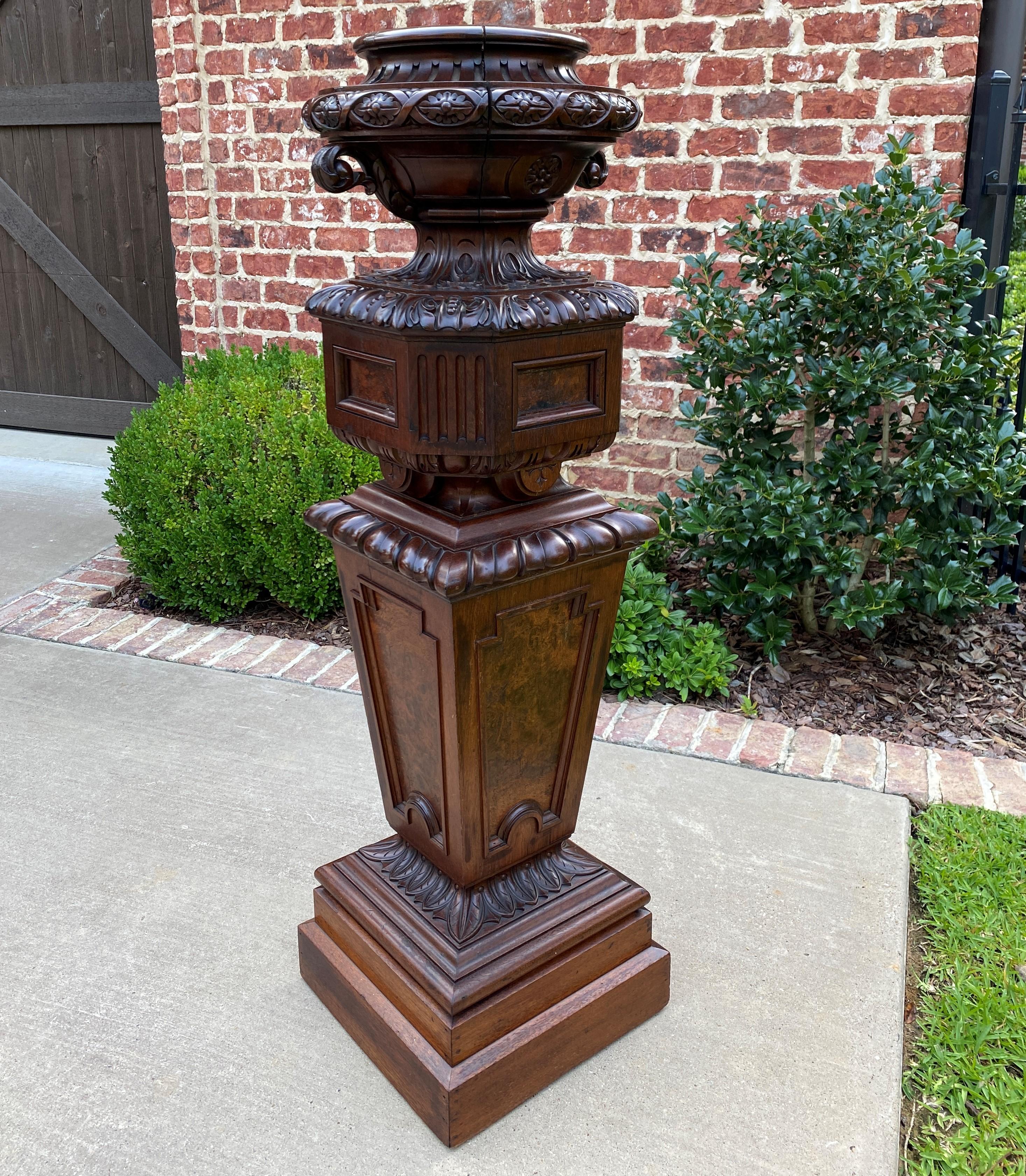 Antique French Pedestal Plant Stand Urn Planter Display Table Mahogany 19C 7