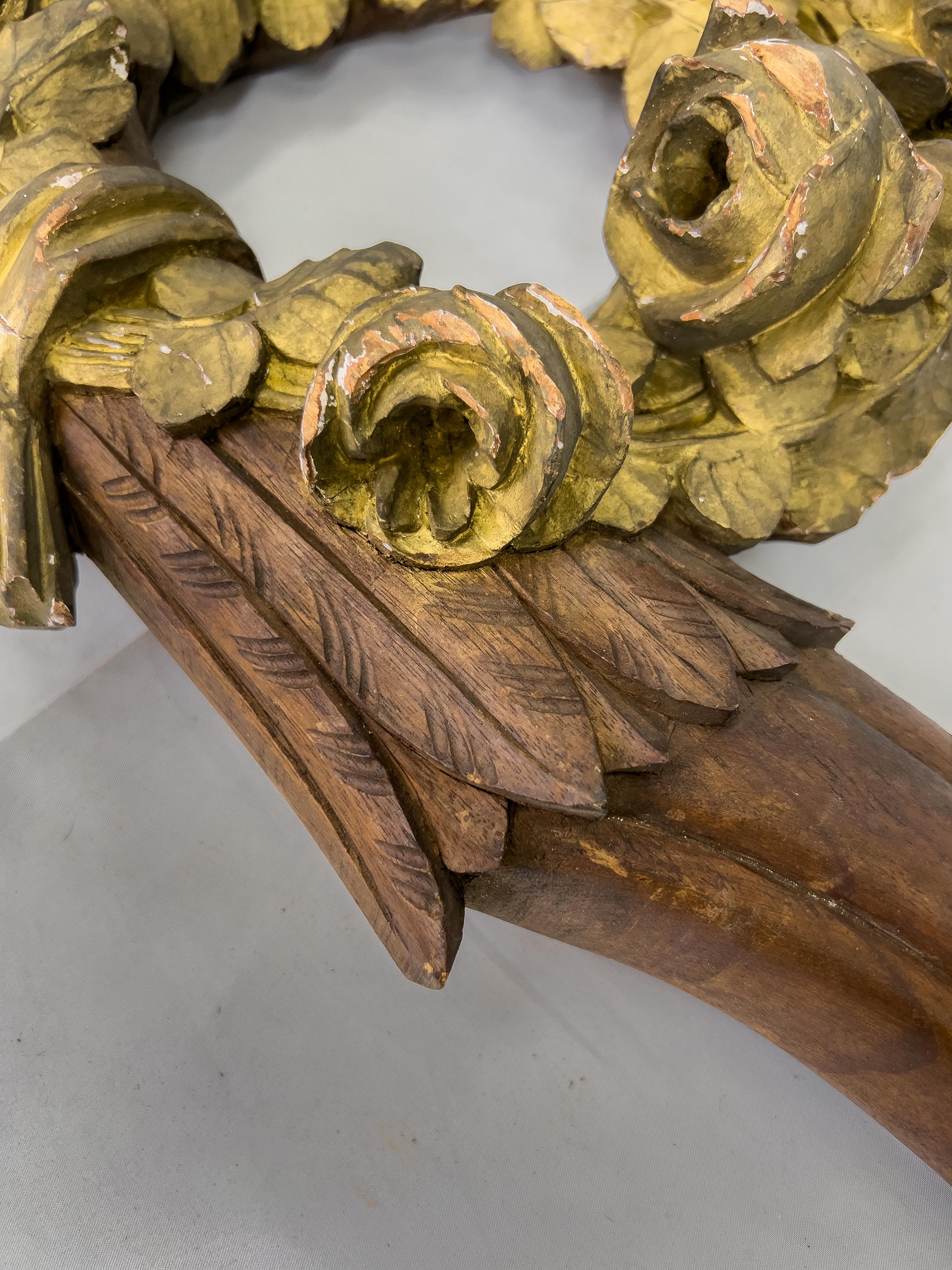 Antique French Pediment. Beautifully carved with gilt detail.