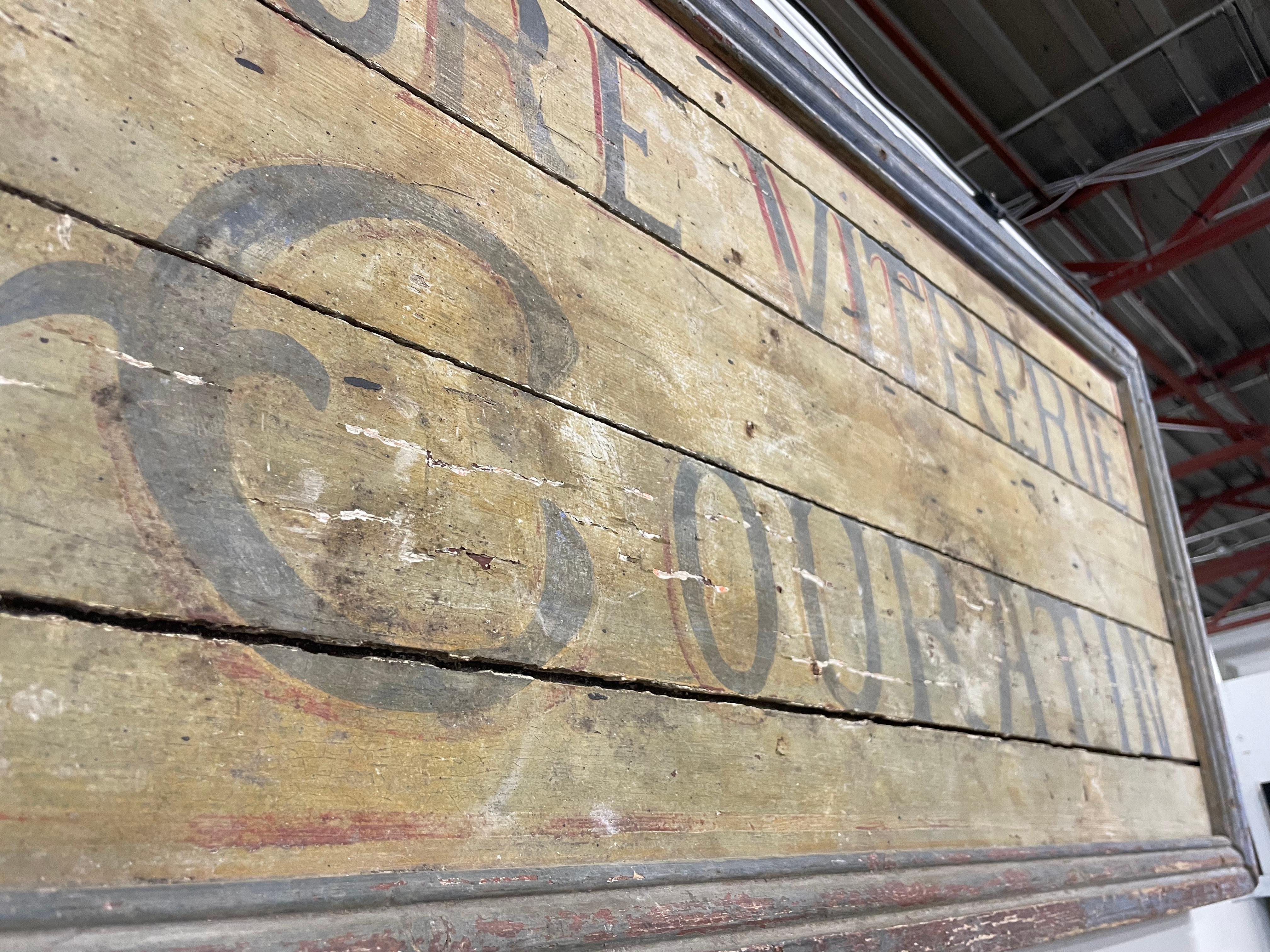 19th Century Antique French Penture Vitrerie (Painter and Glazing) Advertising Sign
