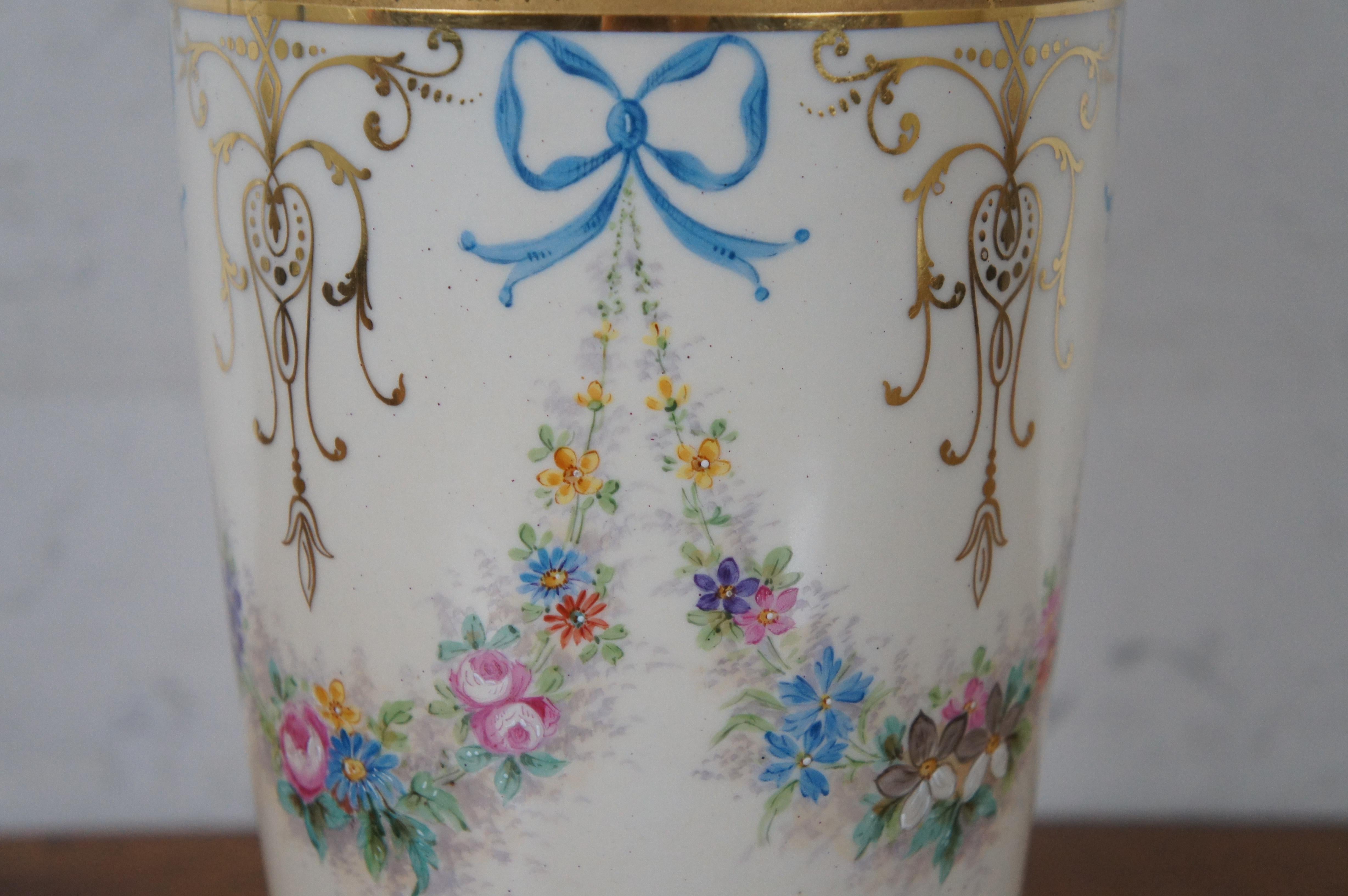 Antique French Perrier & Feippel Limoges Gilt Neoclassical Mantel Vase Urn 12