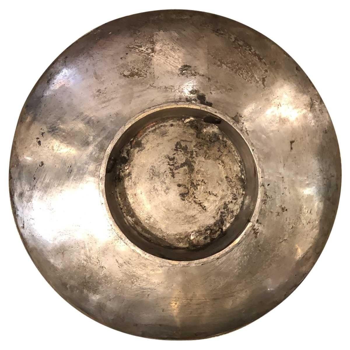 Modern Antique French Persian Motive Hammered and Engraved Bowl For Sale