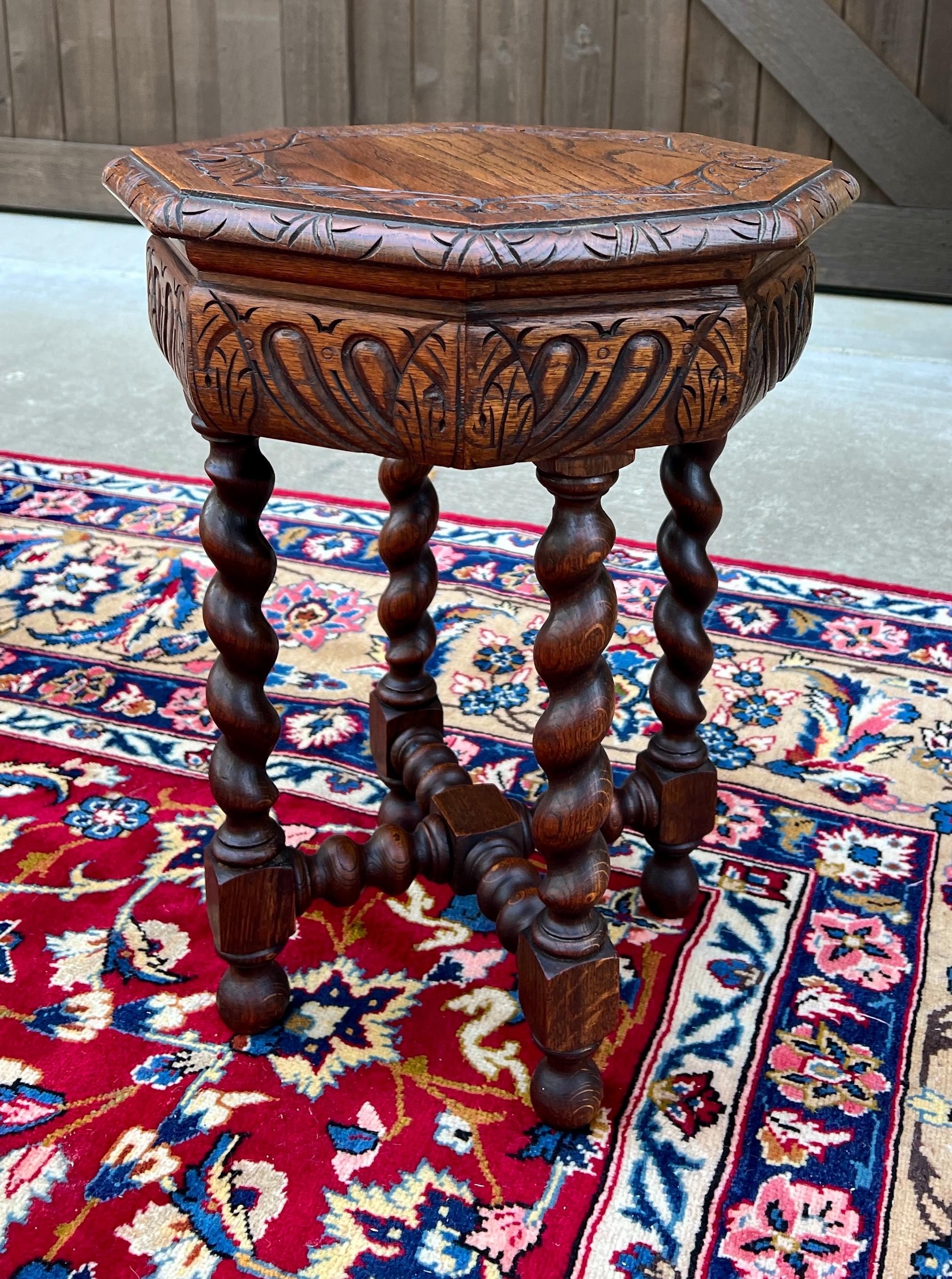 Antique French Petite BARLEY TWIST Octagonale Renaissance Revival Oak 19th 1