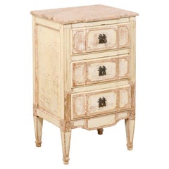 Antique French Petite Commode w/Original Marble Top & Shallow Break-Front Design