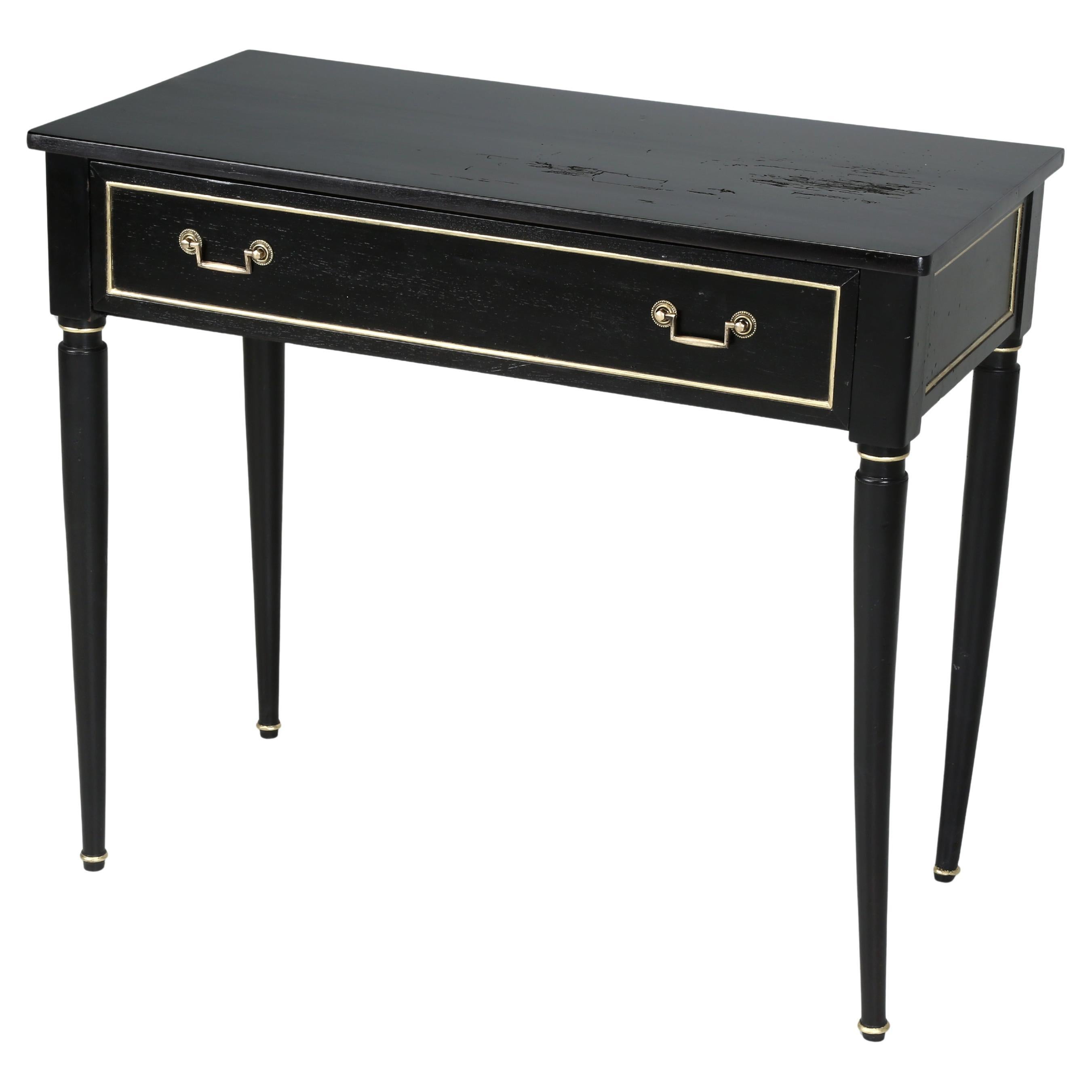 Petite table console ou table à écrire française ancienne Louis XVI ébénisée