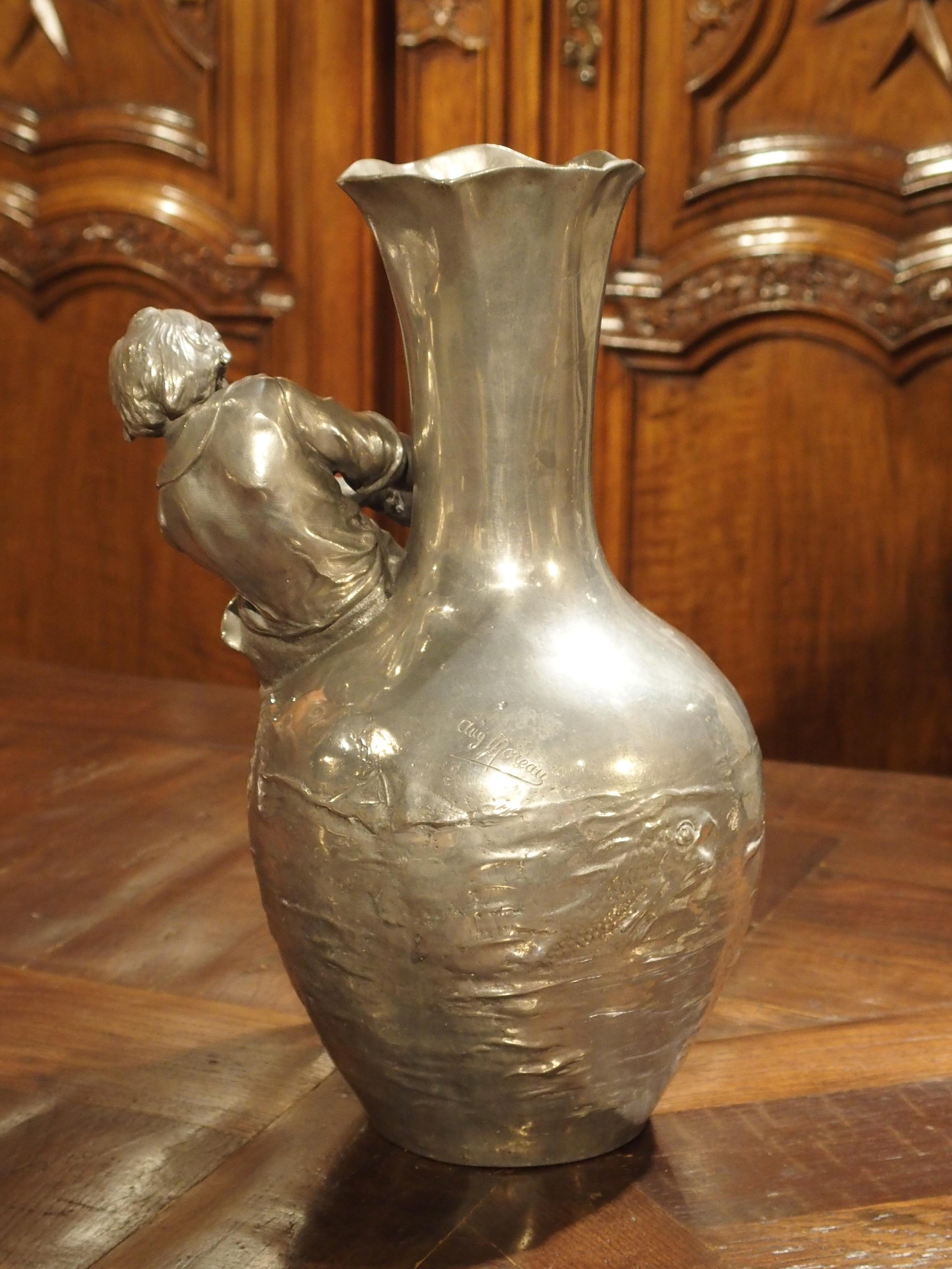 antiqued pewter vase