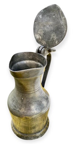 Antique French Pewter Flagon Lidded Pitcher